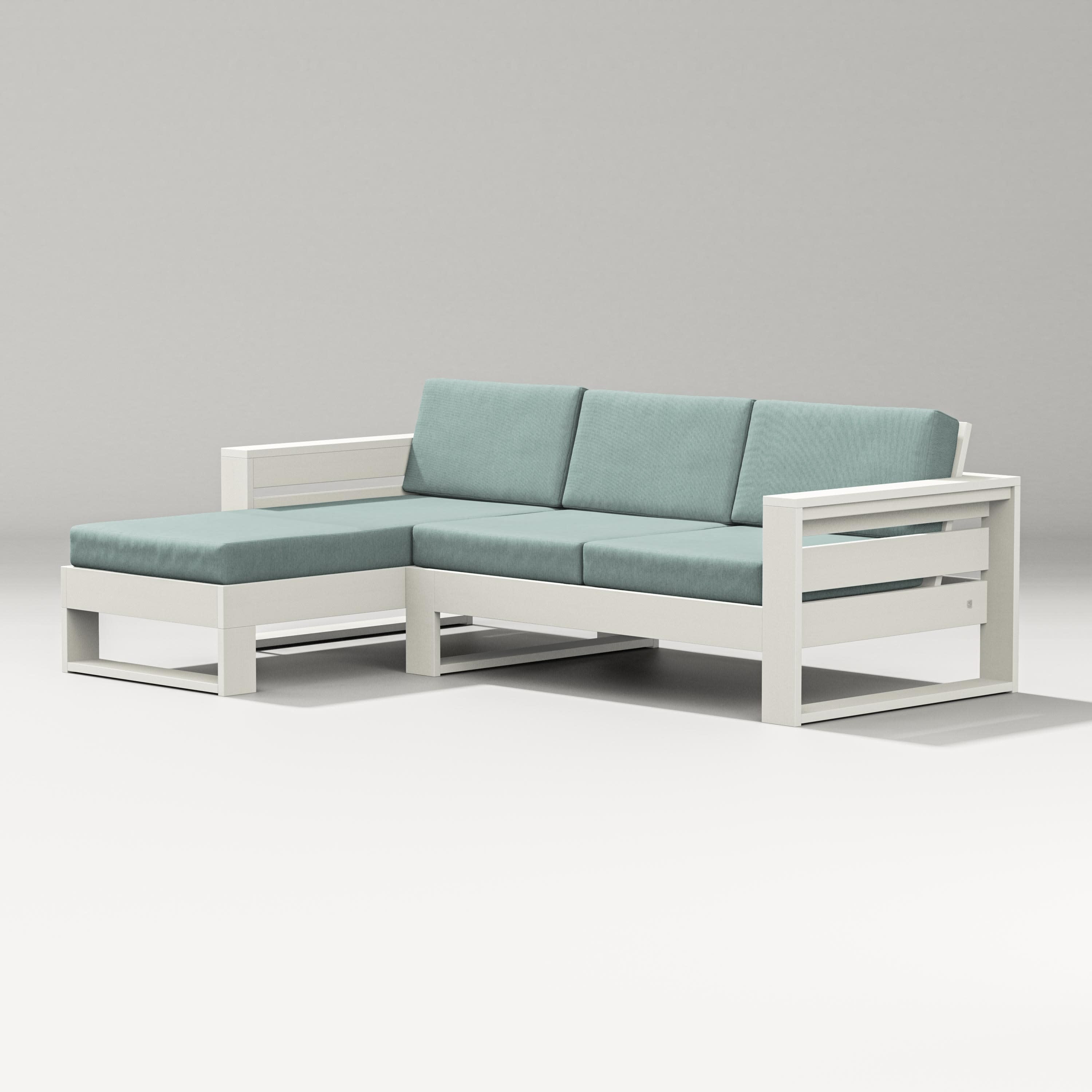 Latitude Left Chaise Sectional in Vintage White / Glacier Spa