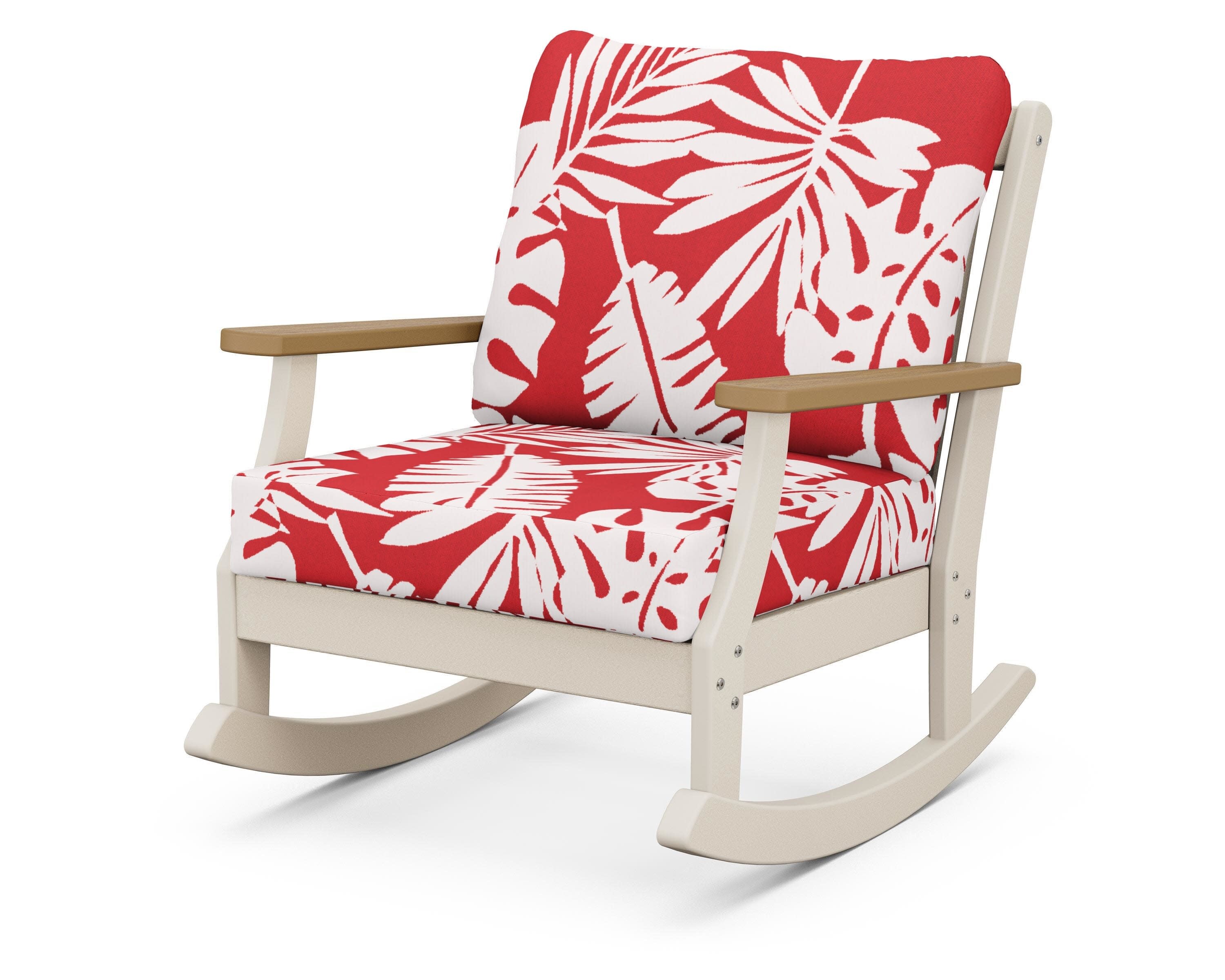 Braxton Deep Seating Rocking Chair in Sand / Natural / Leaf Crimson