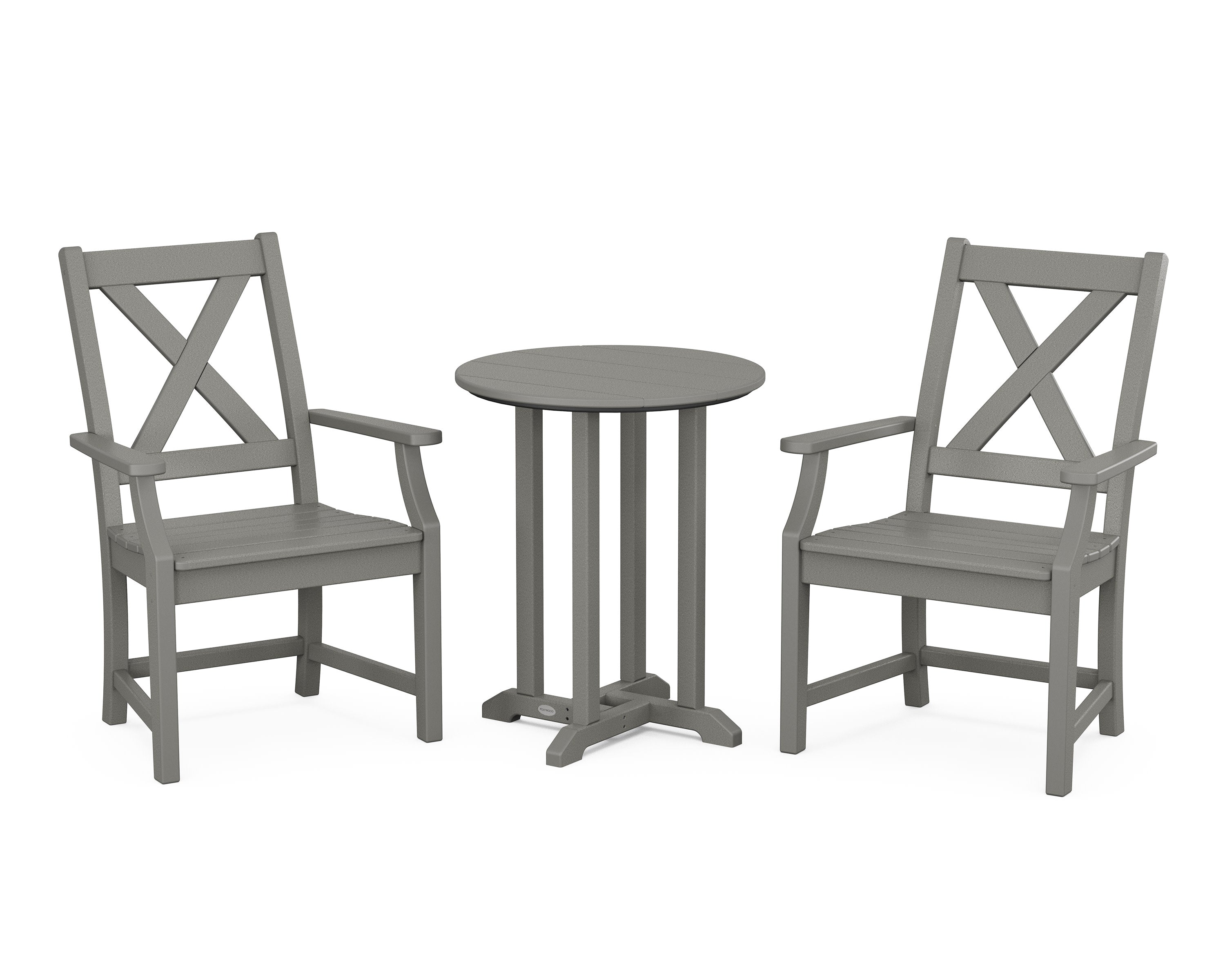Braxton 3-Piece Round Bistro Dining Set in Slate Grey