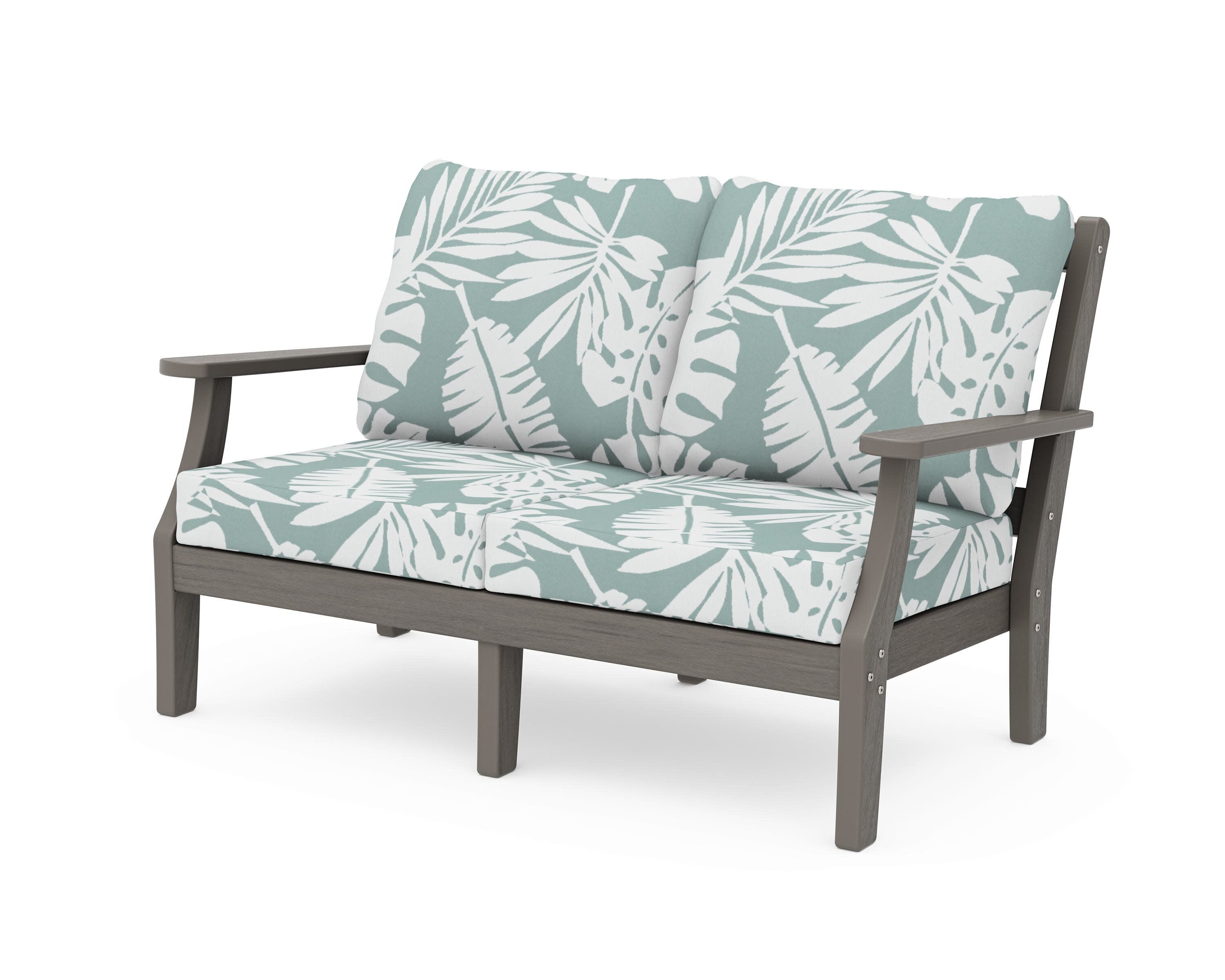 Chinoiserie Deep Seating Loveseat in Driftwood / Leaf Glacier Spa
