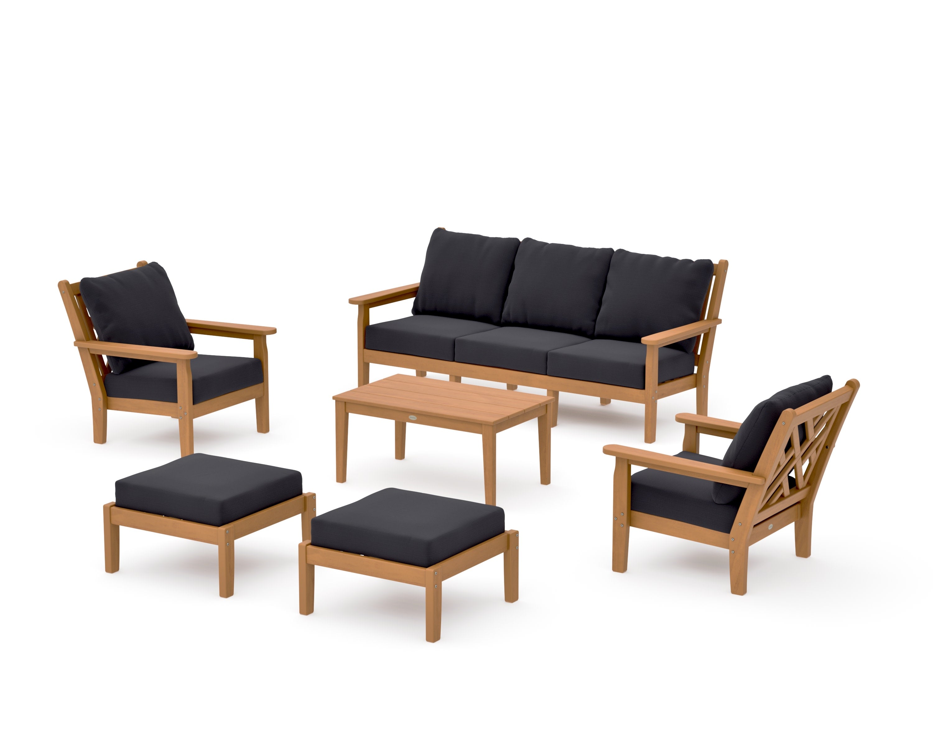 Chippendale 6-Piece Lounge Sofa Set in Natural / Midnight Linen