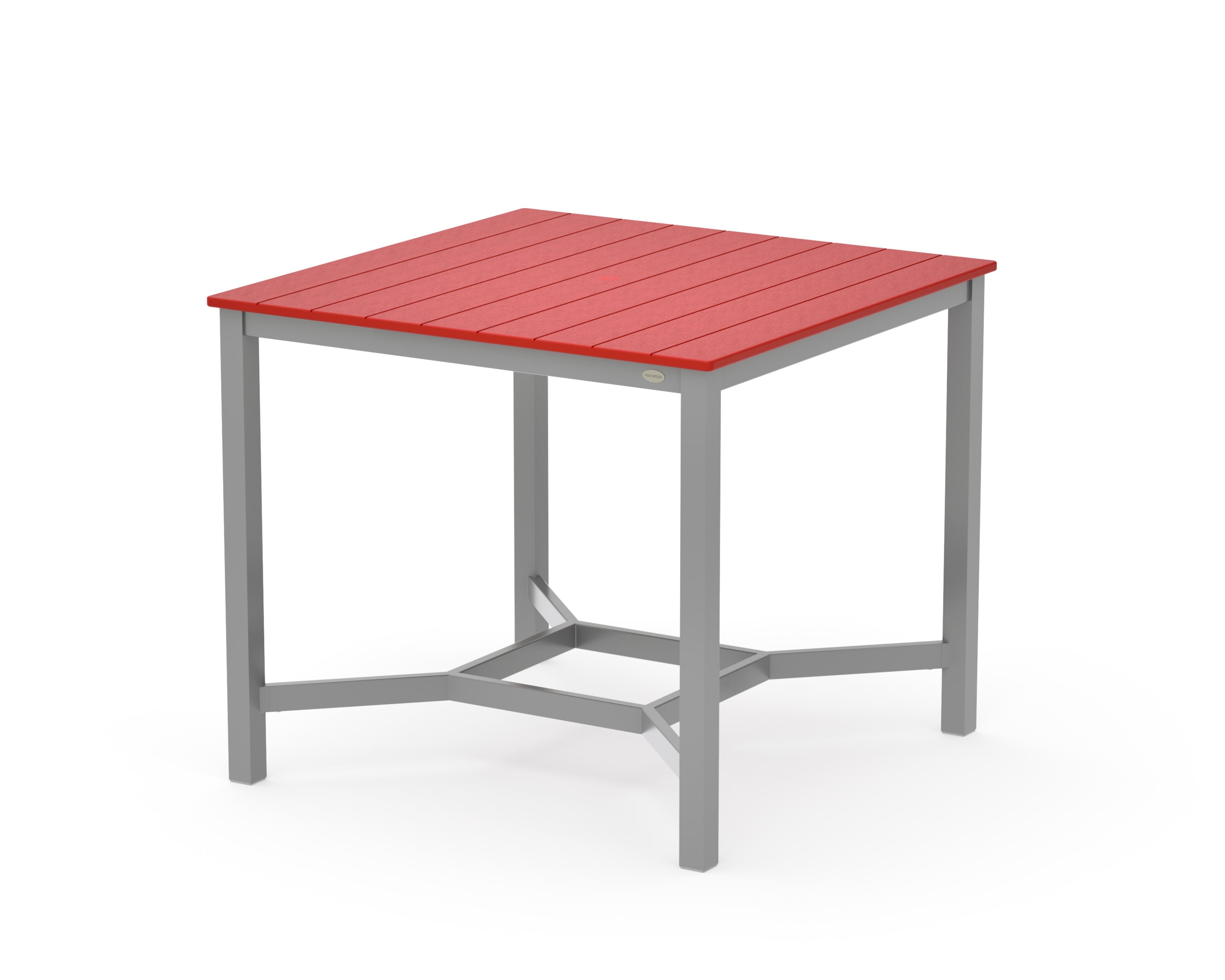 Main Street 42 x 42 Counter Table in Silver / Sunset Red