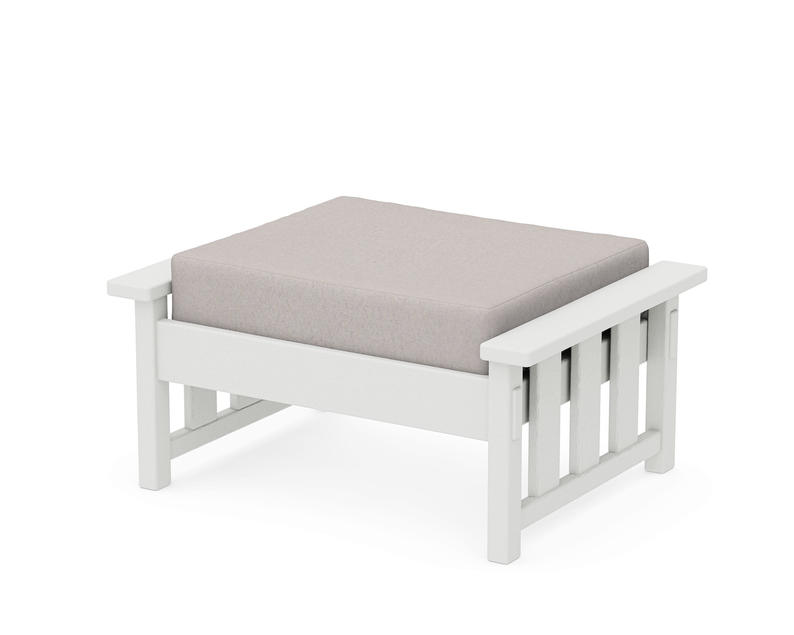Acadia Deep Seating Ottoman in Vintage White / Dune Burlap