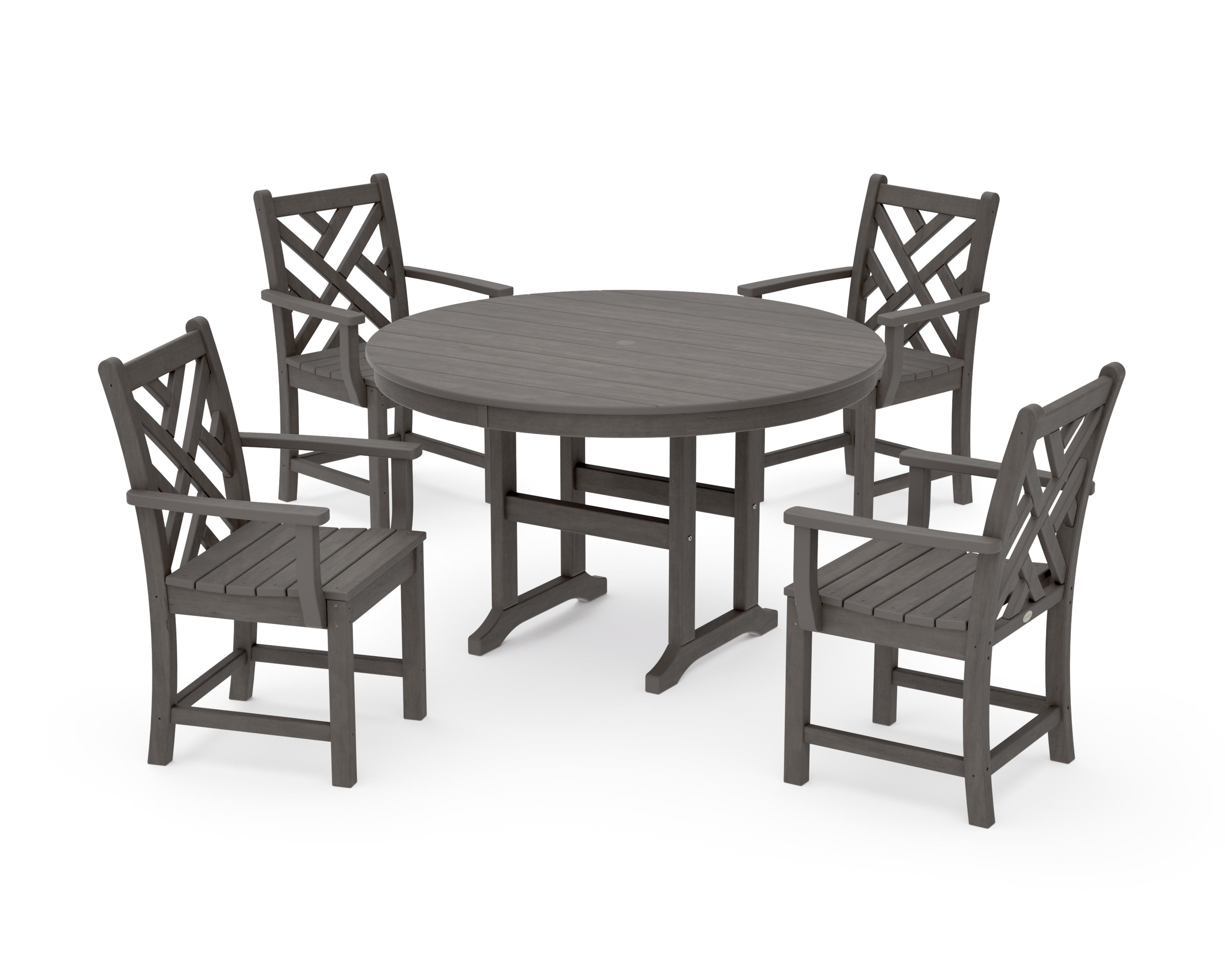 Chippendale 5-Piece Round Farmhouse Dining Set in Driftwood