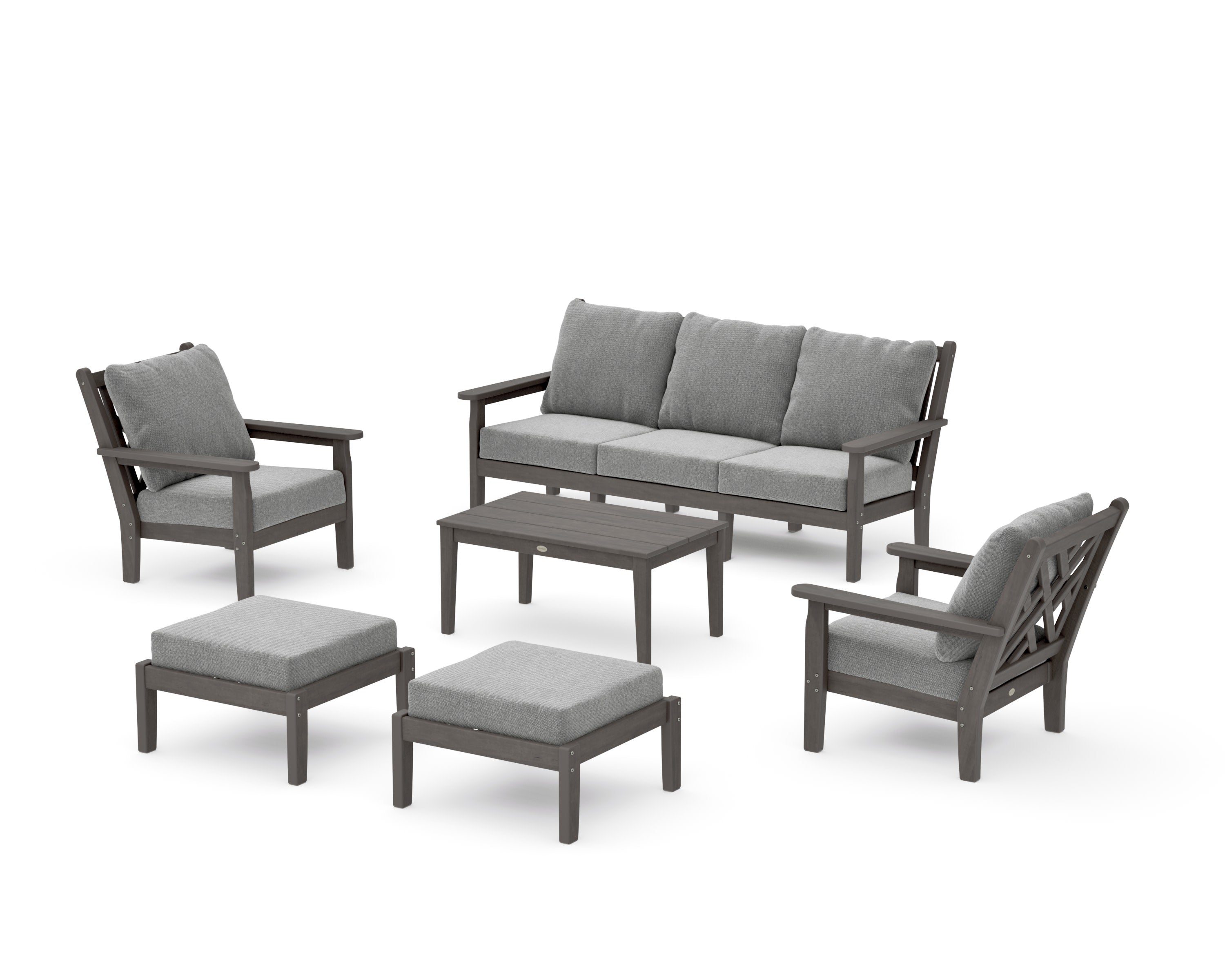 Chippendale 6-Piece Lounge Sofa Set in Driftwood / Grey Mist