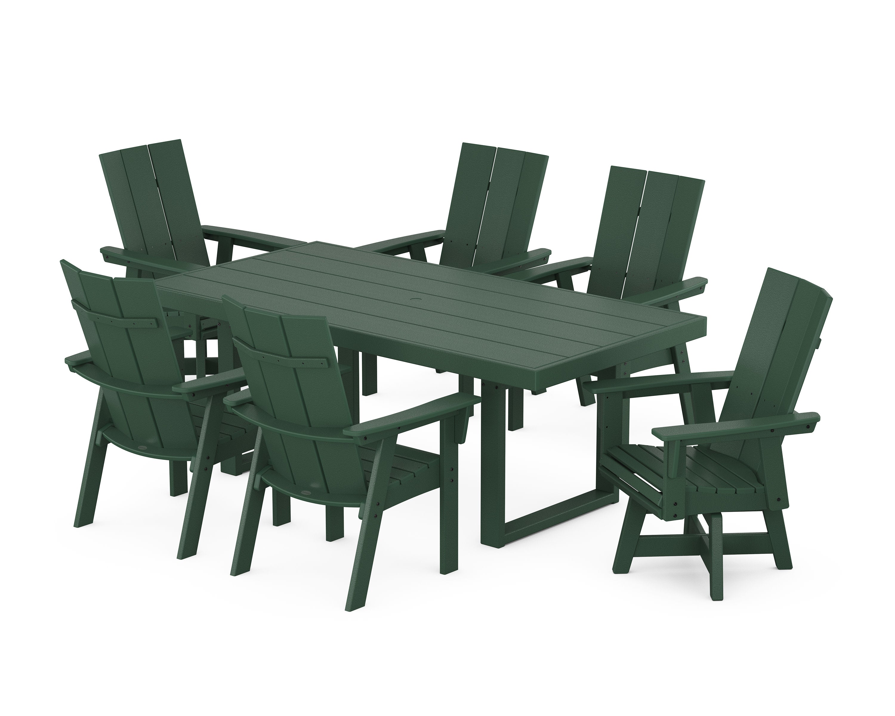 Modern Adirondack 7-Piece Dining Set in Green