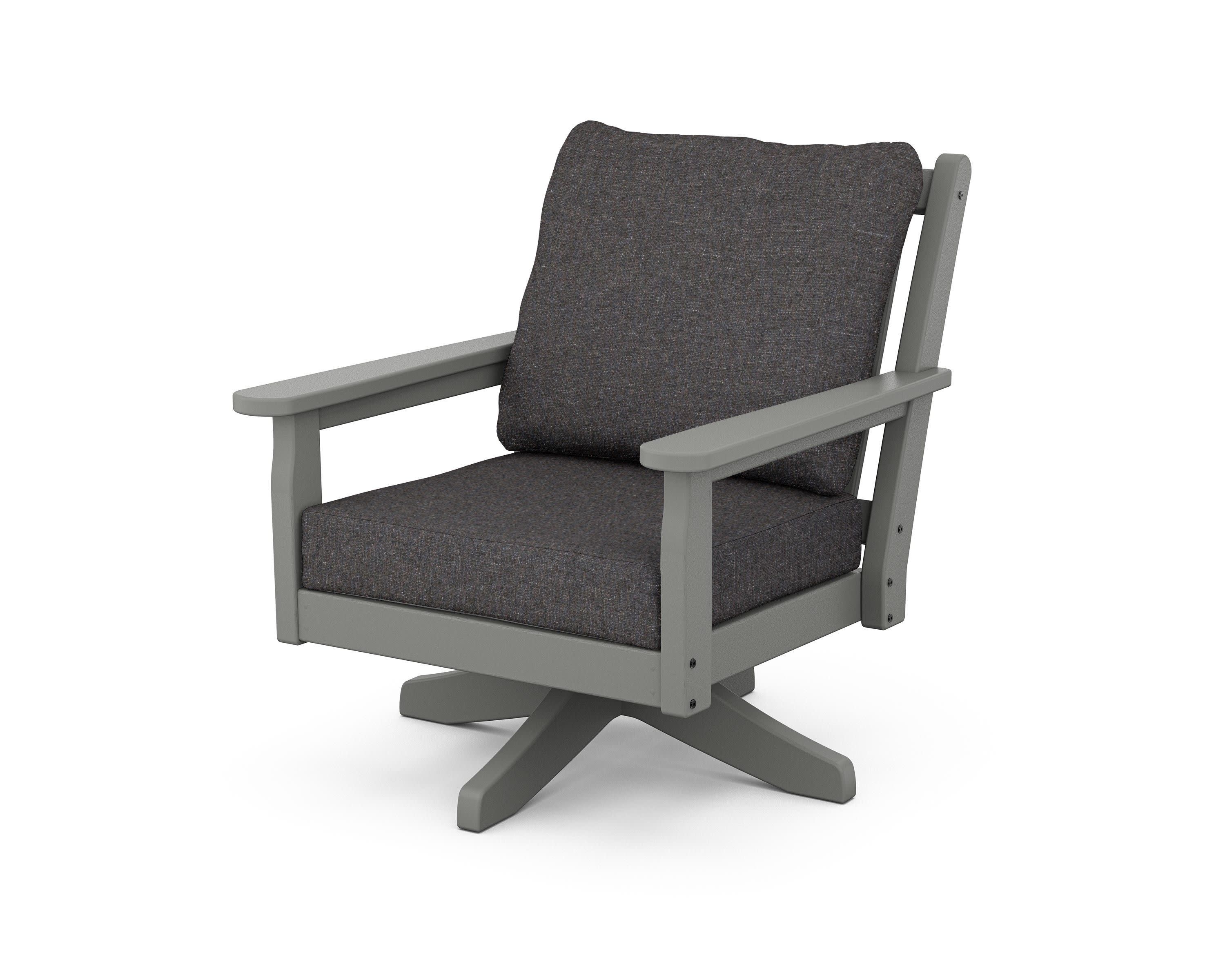 Chippendale Deep Seating Swivel Chair in Slate Grey / Ash Charcoal