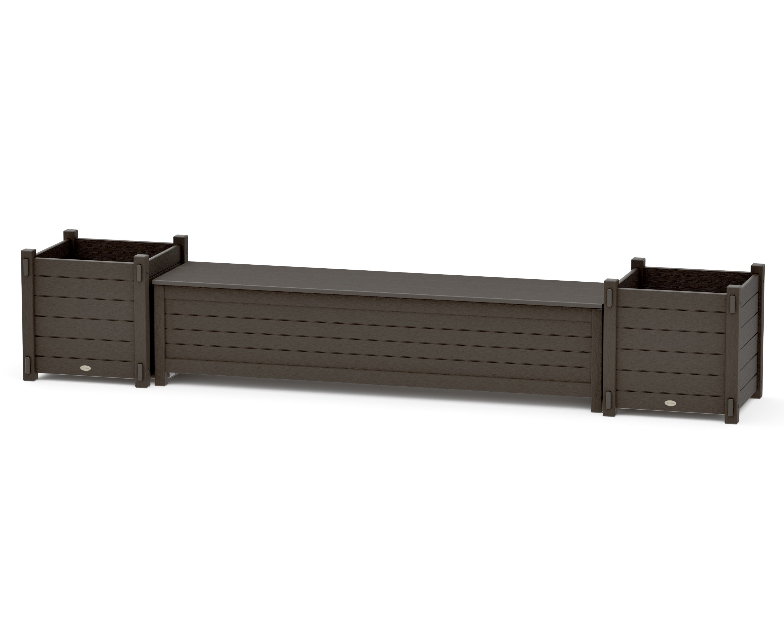 72" Nautical Straight Planter Storage Bench Set- Large in Vintage Coffee