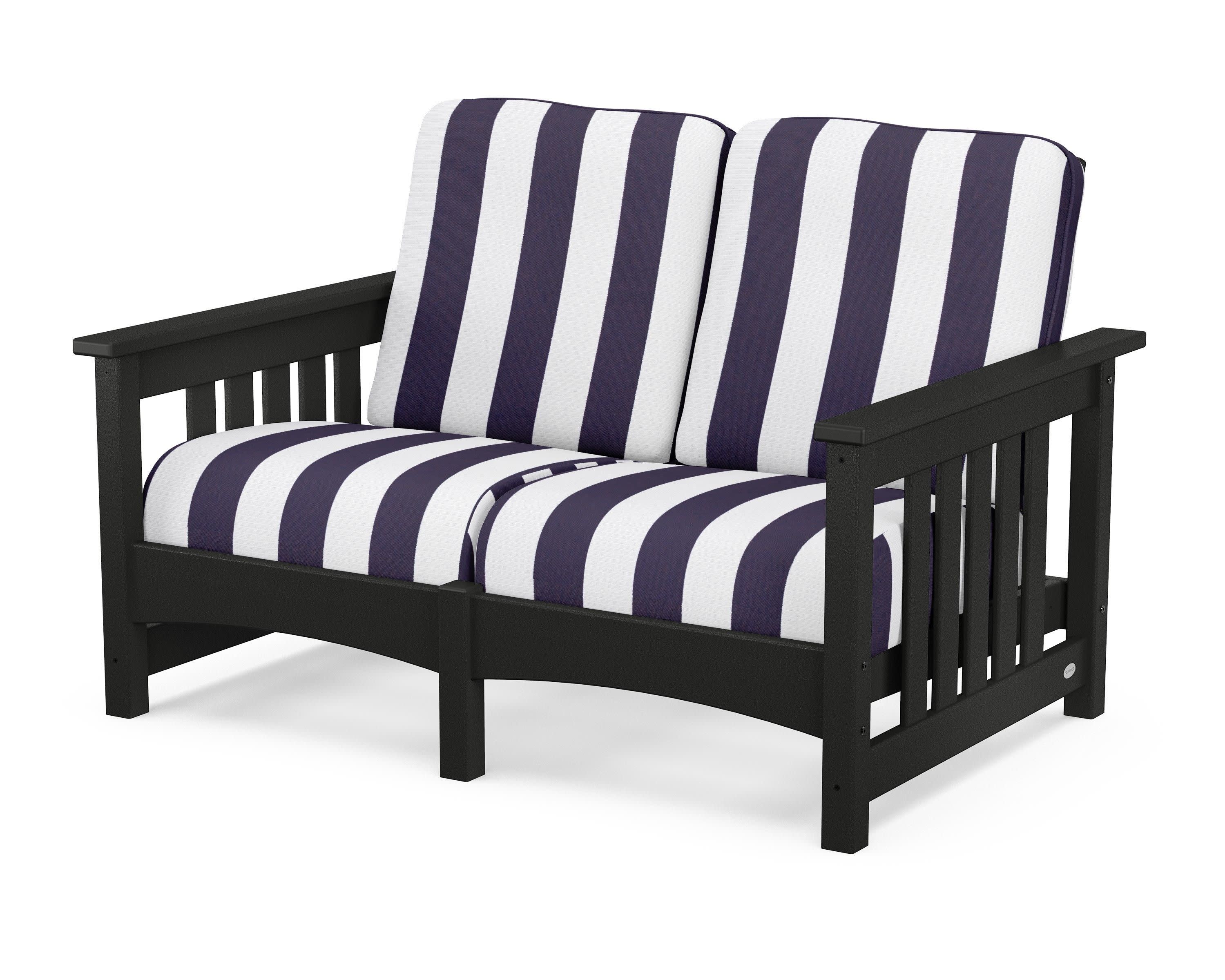 Club Mission Loveseat in Black / Cabana Stripe Navy