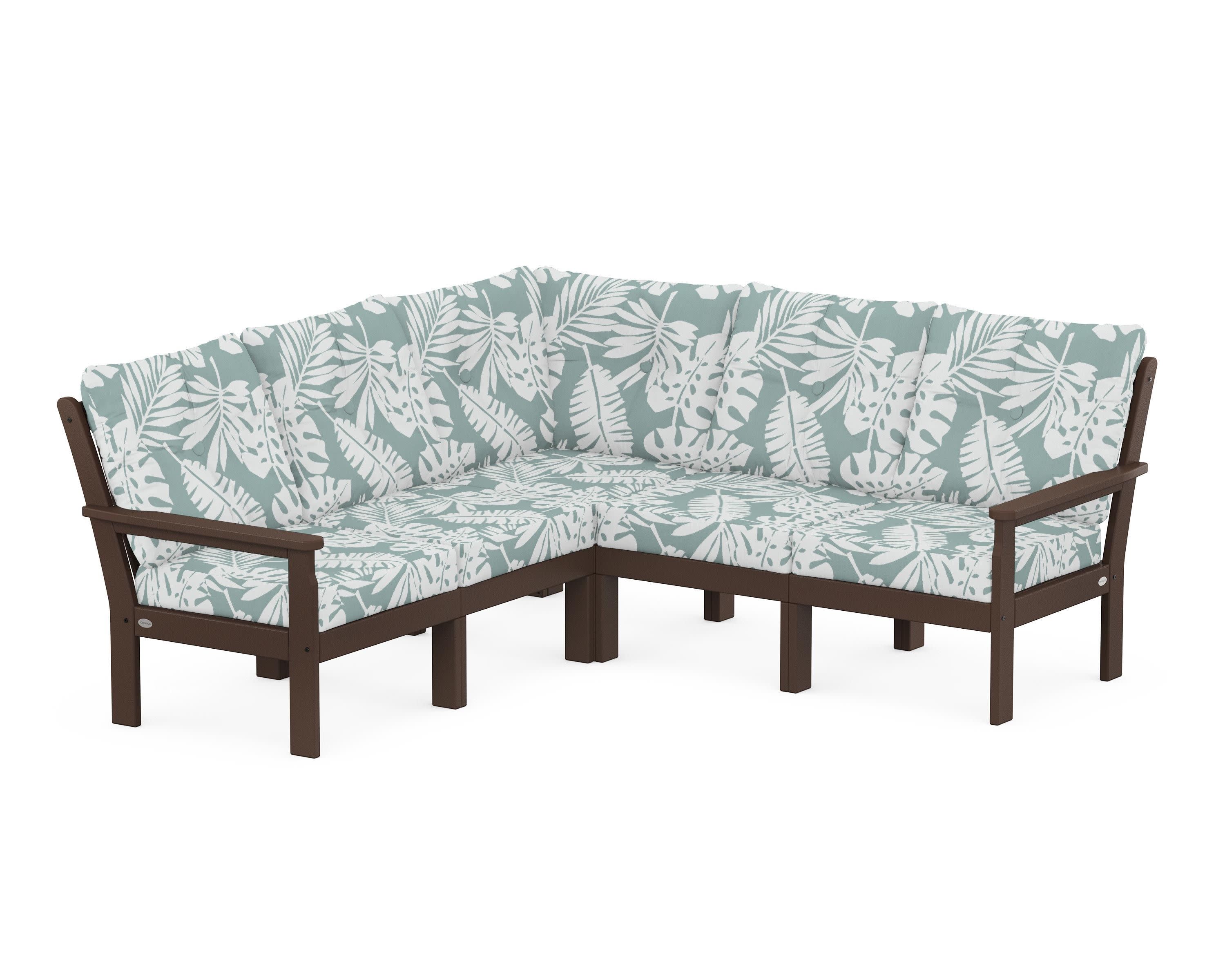 Vineyard 5-Piece Sectional in Mahogany / Leaf Glacier Spa