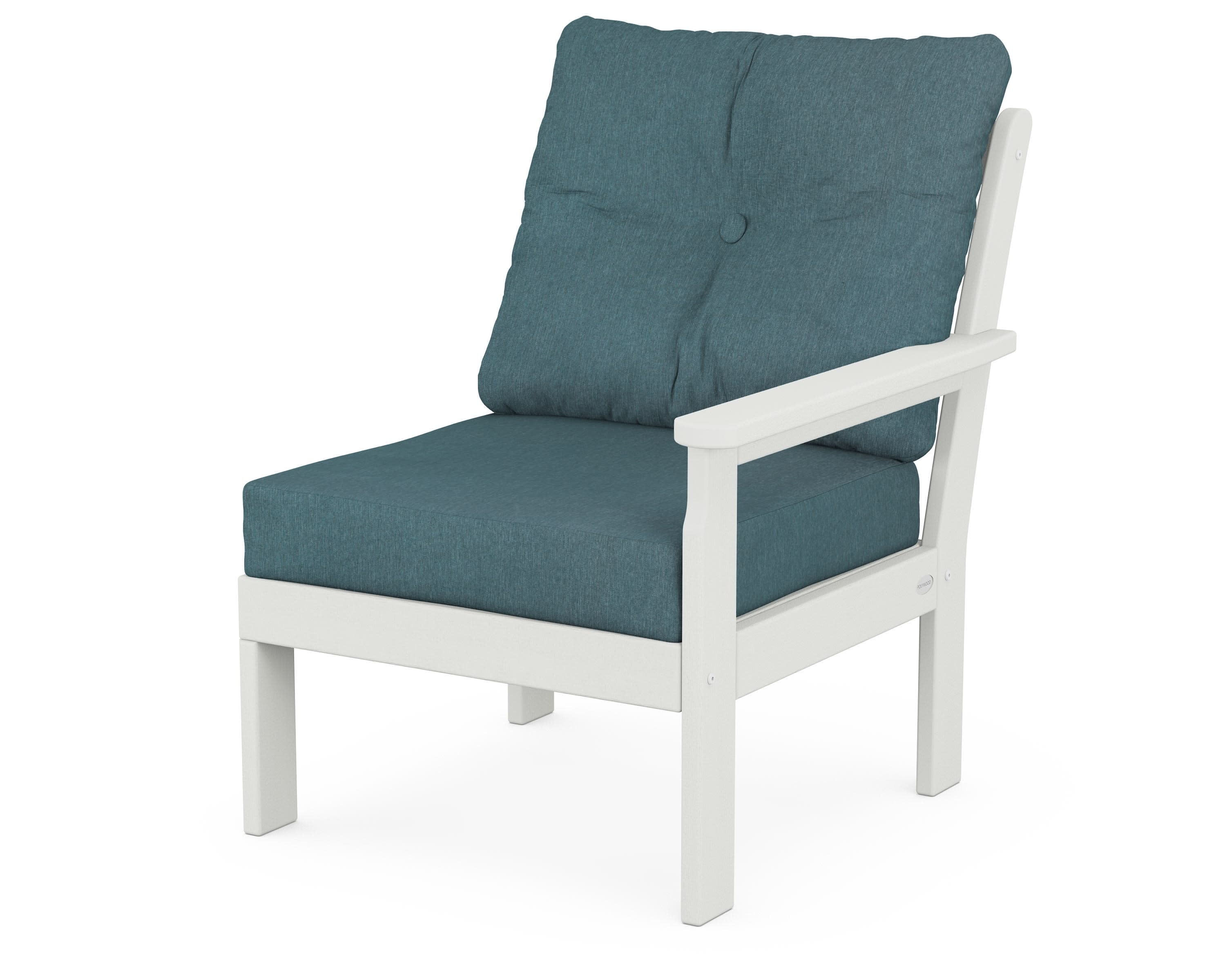 Vineyard Modular Right Arm Chair in Vintage White / Ocean Teal
