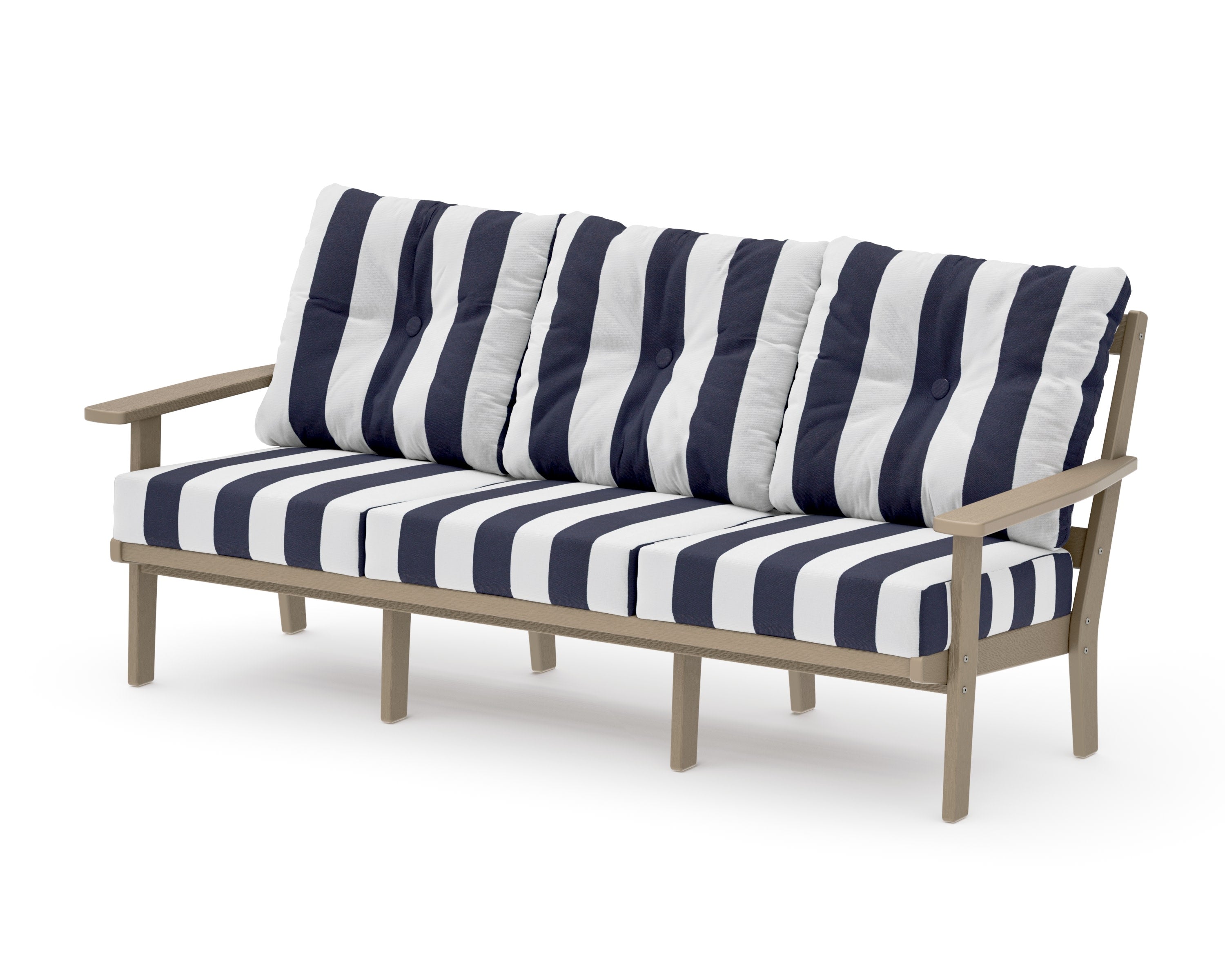 Oxford Deep Seating Sofa in Vintage Sahara / Cabana Stripe Navy