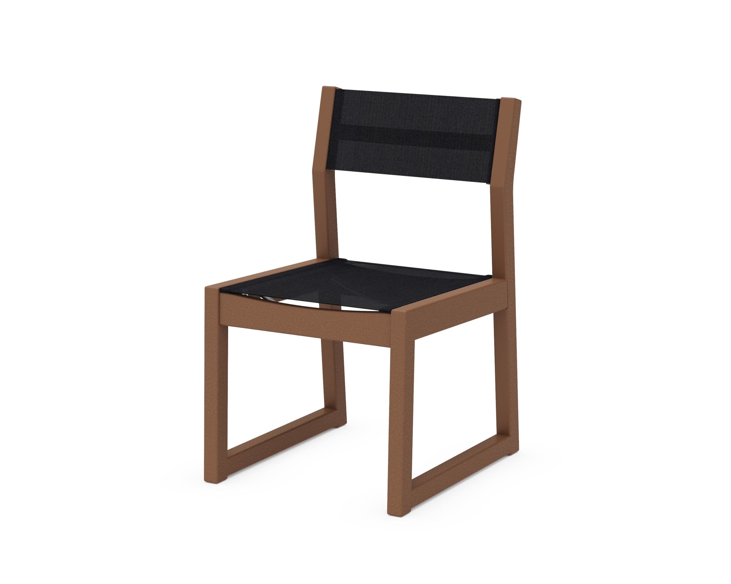 EDGE Sling Dining Side Chair in Teak / Black Sling