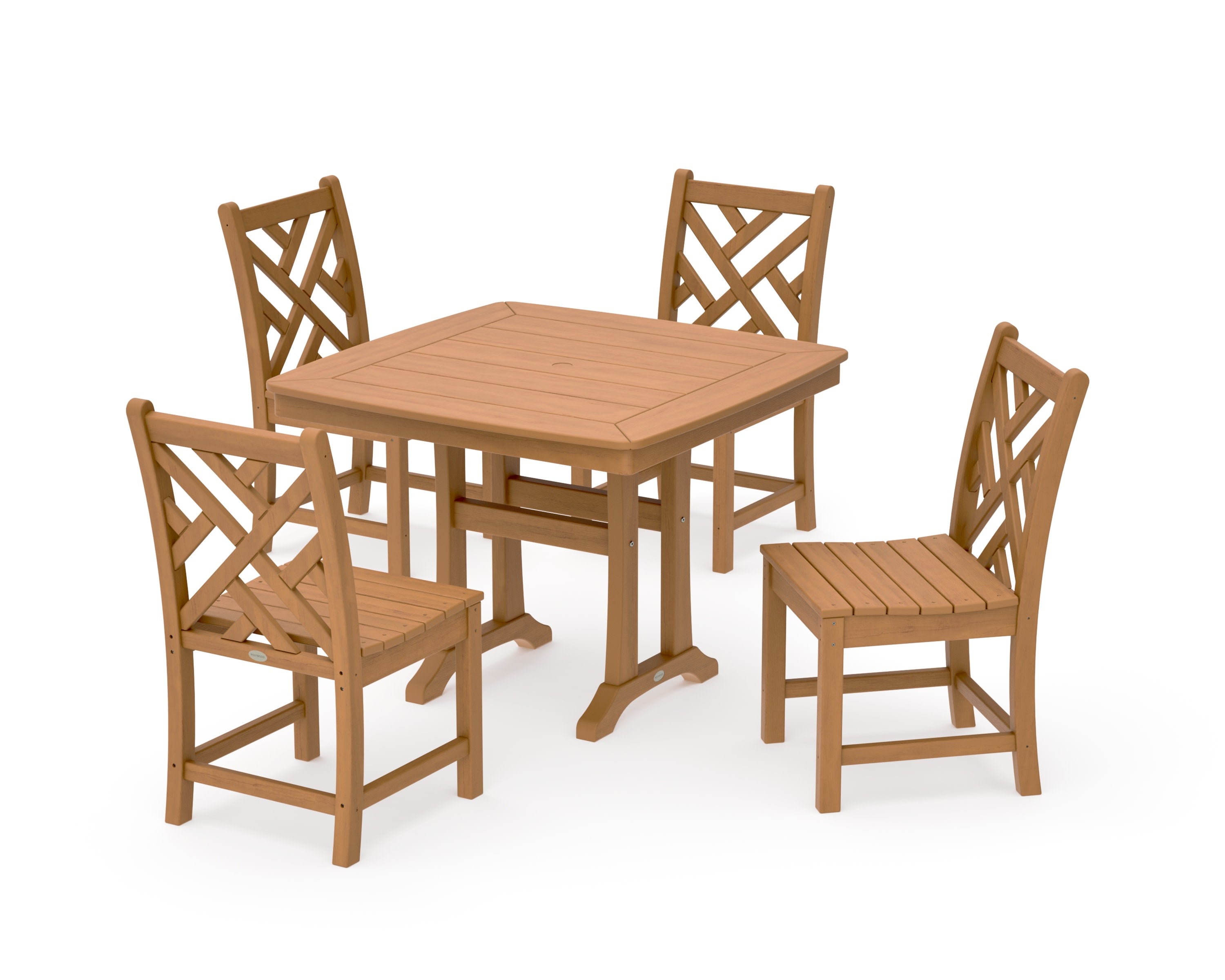 Chippendale Side Chair 5-Piece Dining Set with Trestle Legs in Natural