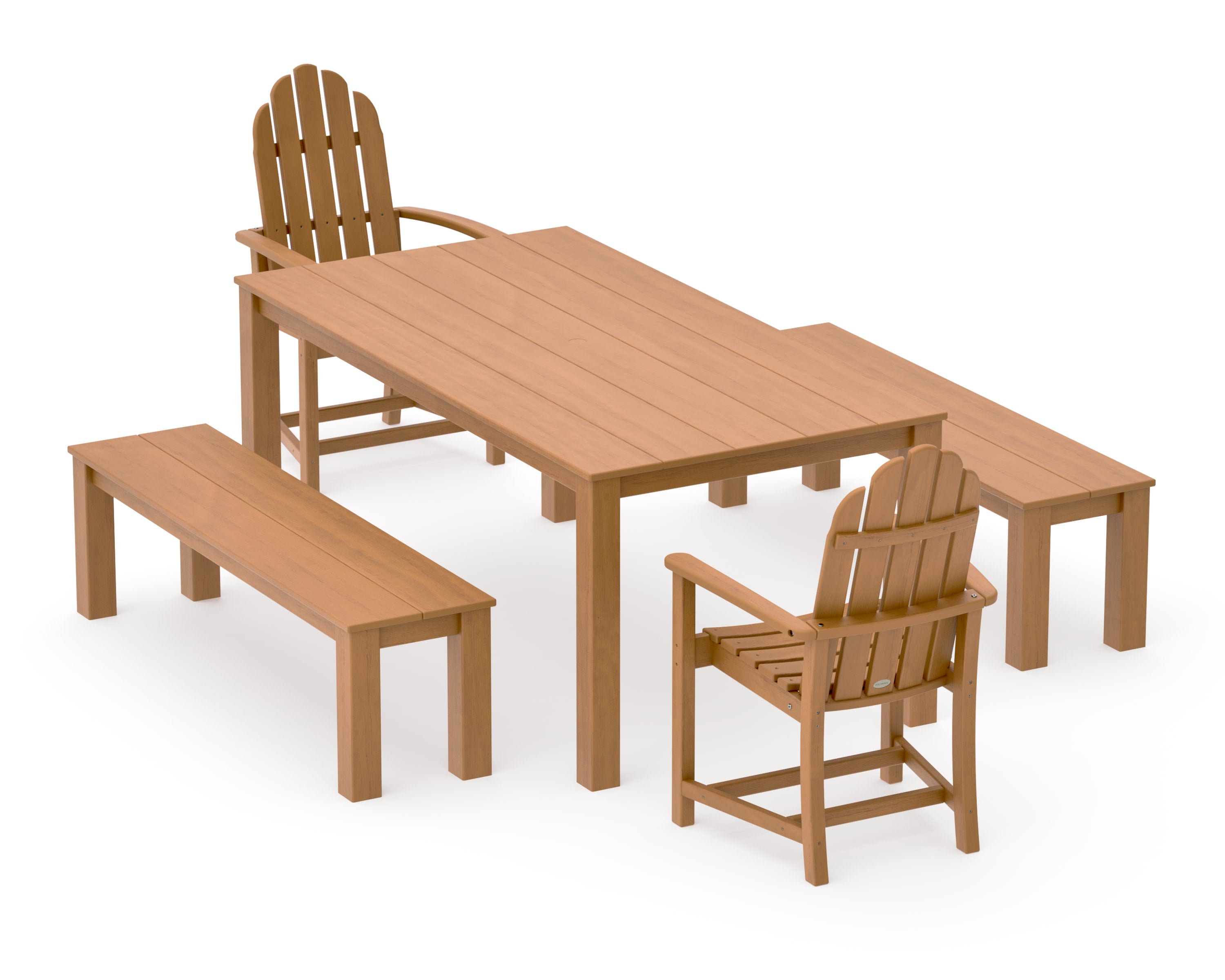 Classic Adirondack 5-Piece Parsons Dining Set with Benches in Natural