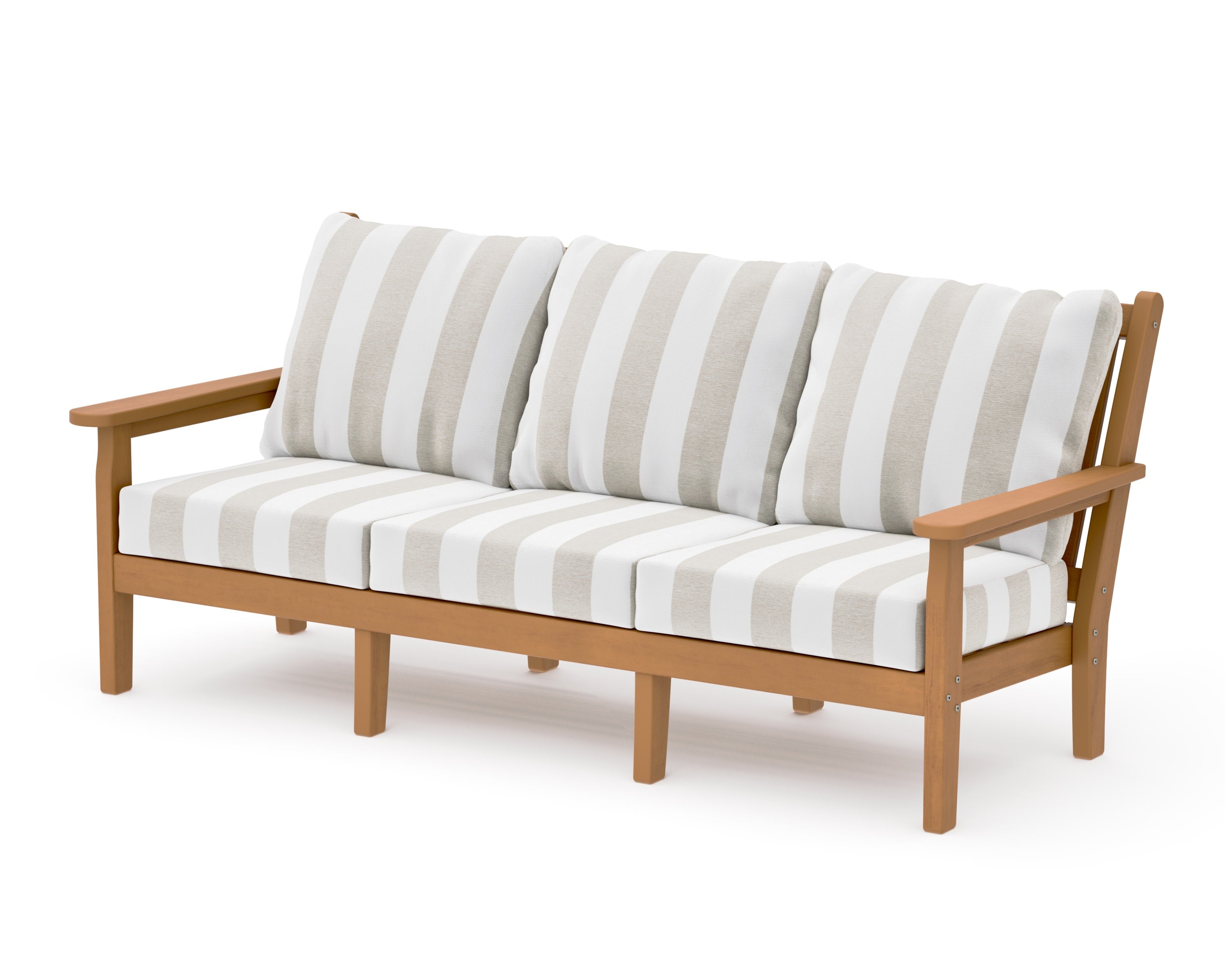 Chippendale Deep Seating Sofa in Natural / Cabana Stripe Dune Burlap