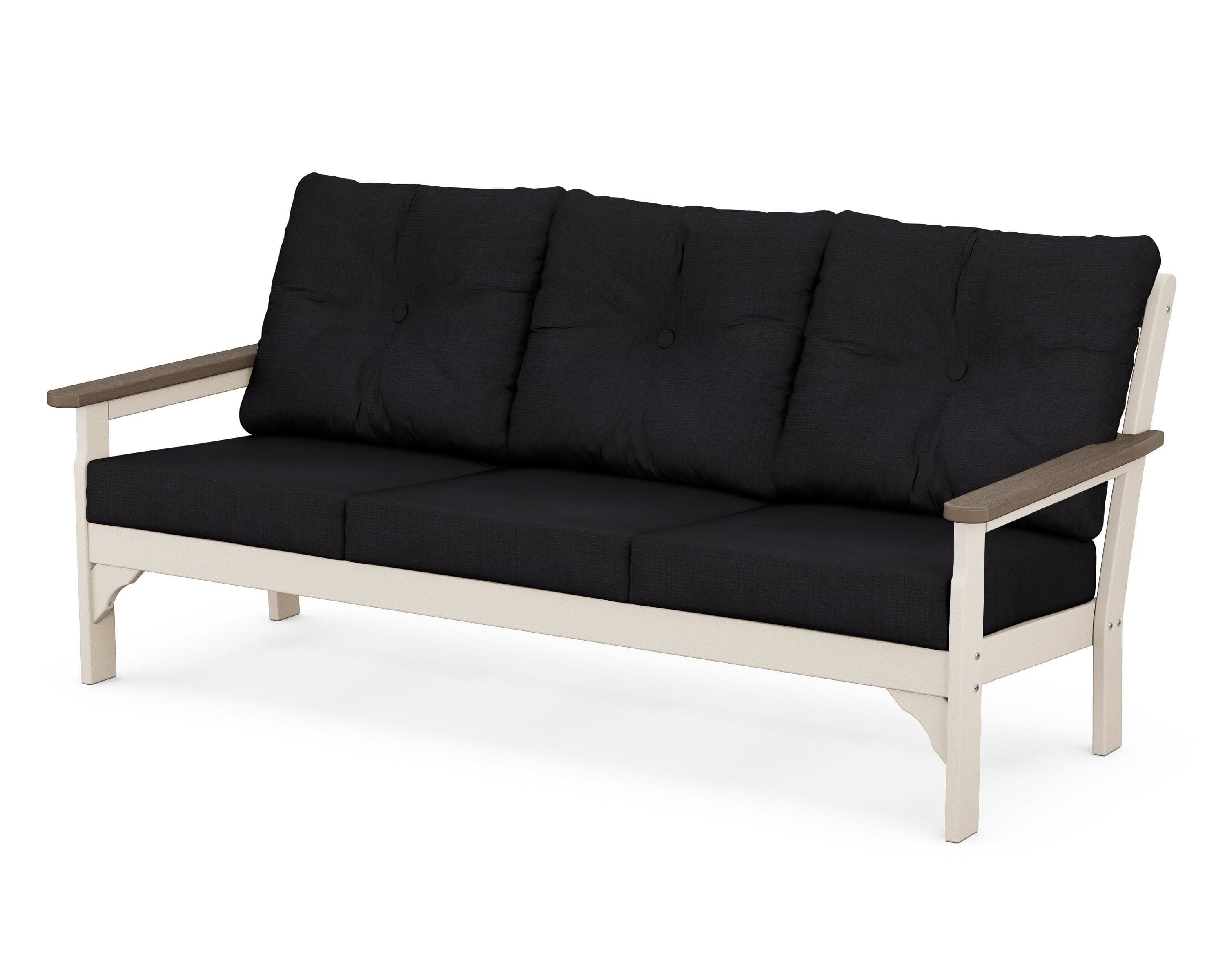 Vineyard Deep Seating Sofa in Sand / Kona / Midnight Linen