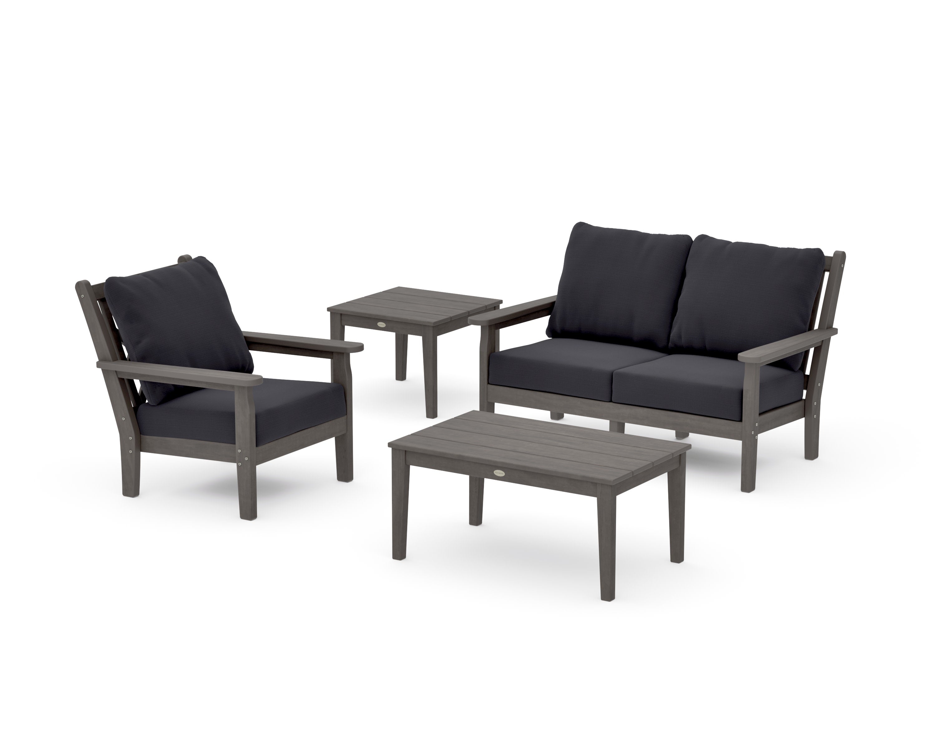 Chippendale 4-Piece Deep Seating Set in Driftwood / Midnight Linen