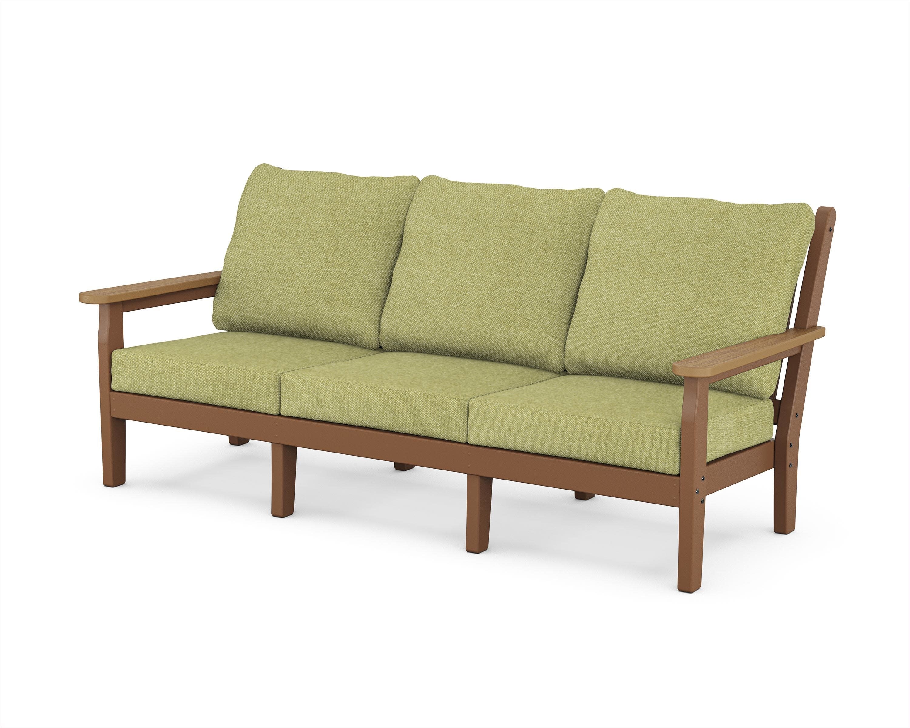 Chippendale Deep Seating Sofa in Teak / Natural / Chartreuse Boucle