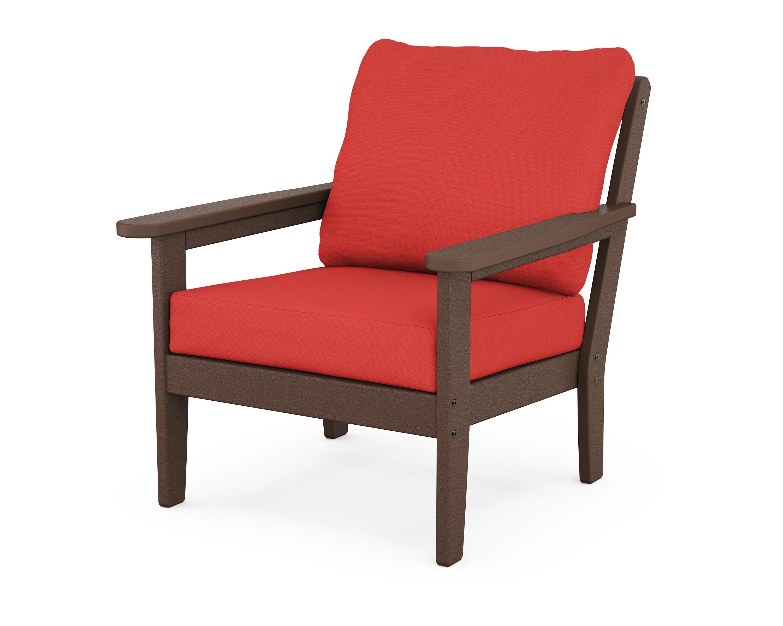 Cottage Deep Seating Chair in Mahogany / Crimson Linen