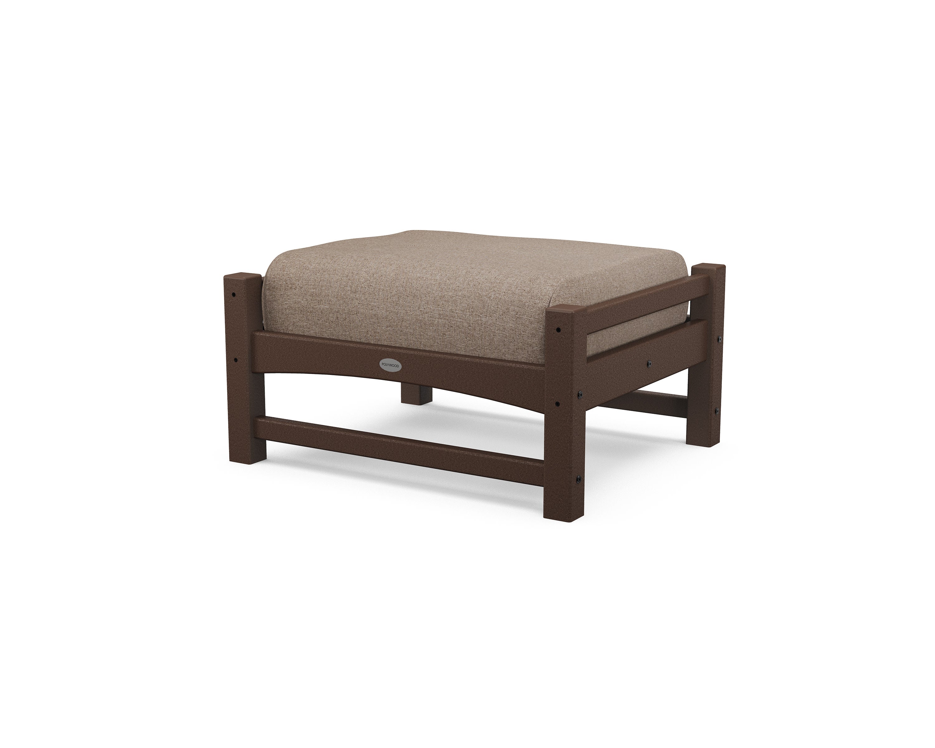 Club Ottoman in Mahogany / Spiced Burlap