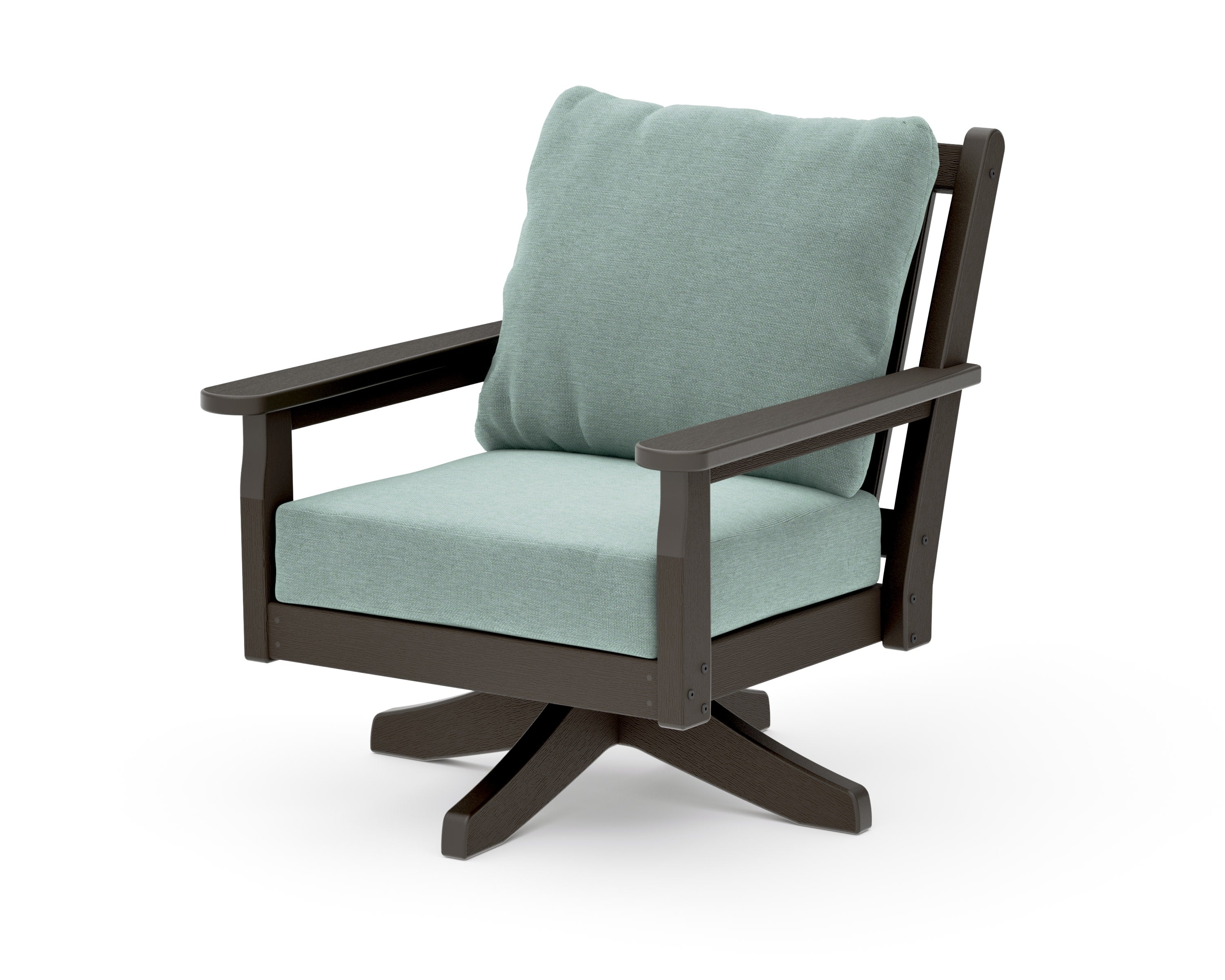Chippendale Deep Seating Swivel Chair in Vintage Coffee / Glacier Spa