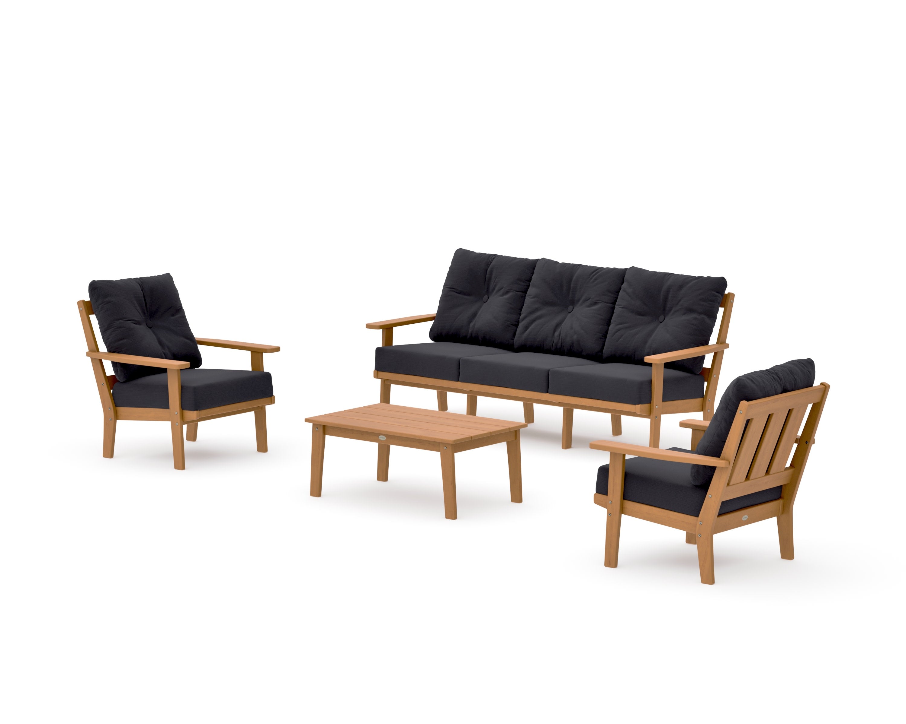 Oxford 4-Piece Deep Seating Set with Sofa in Natural / Midnight Linen
