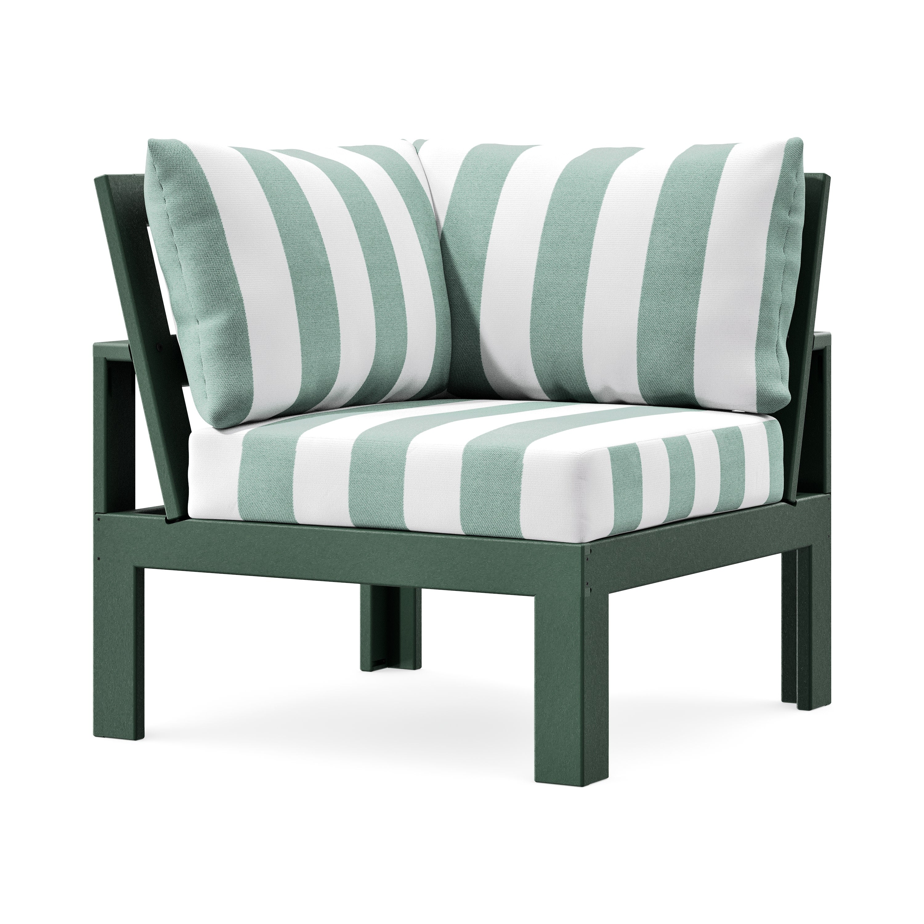 Modular Corner Chair in Green / Cabana Stripe Glacier Spa