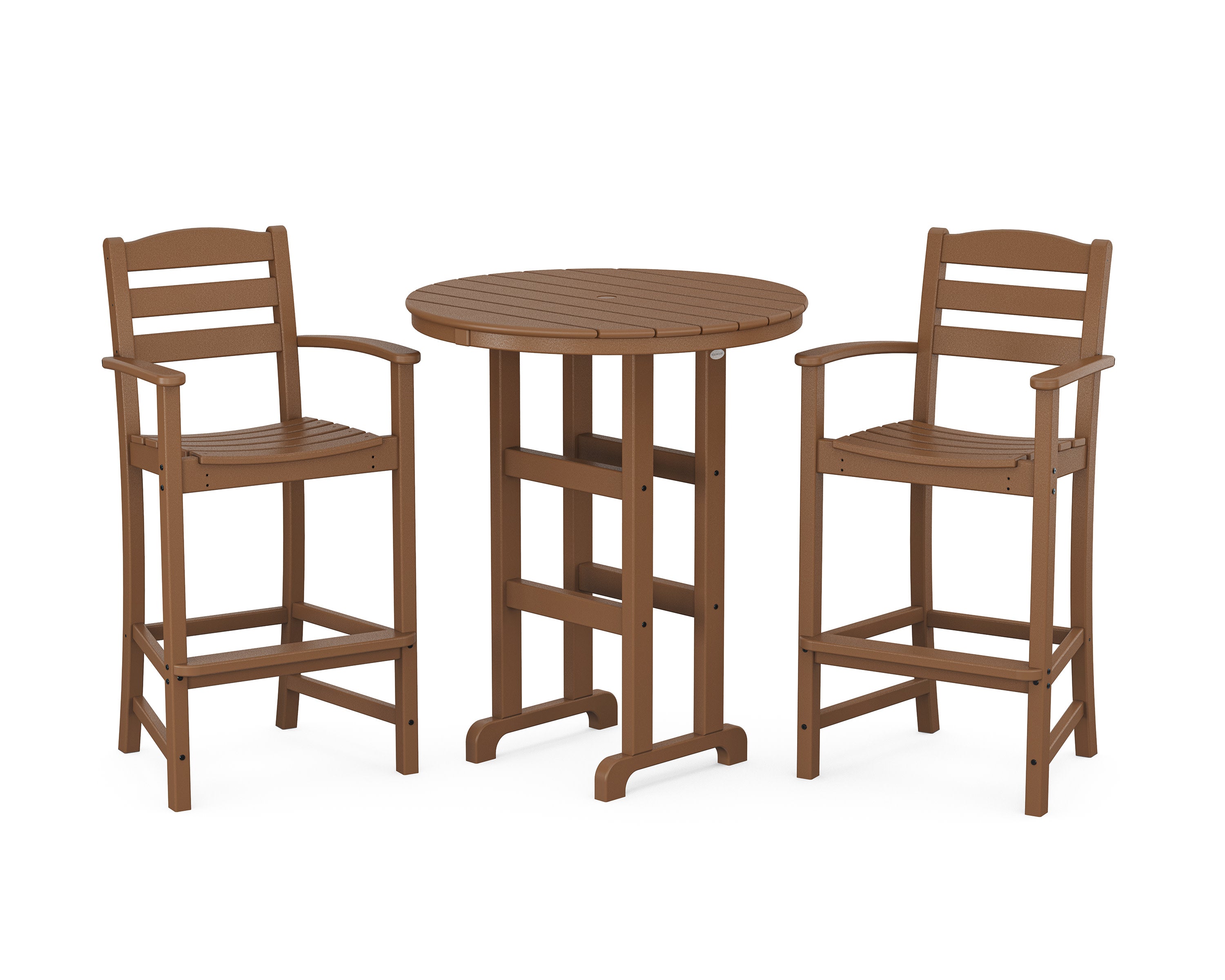 La Casa Caf 3-Piece Round Farmhouse Bar Set in Teak