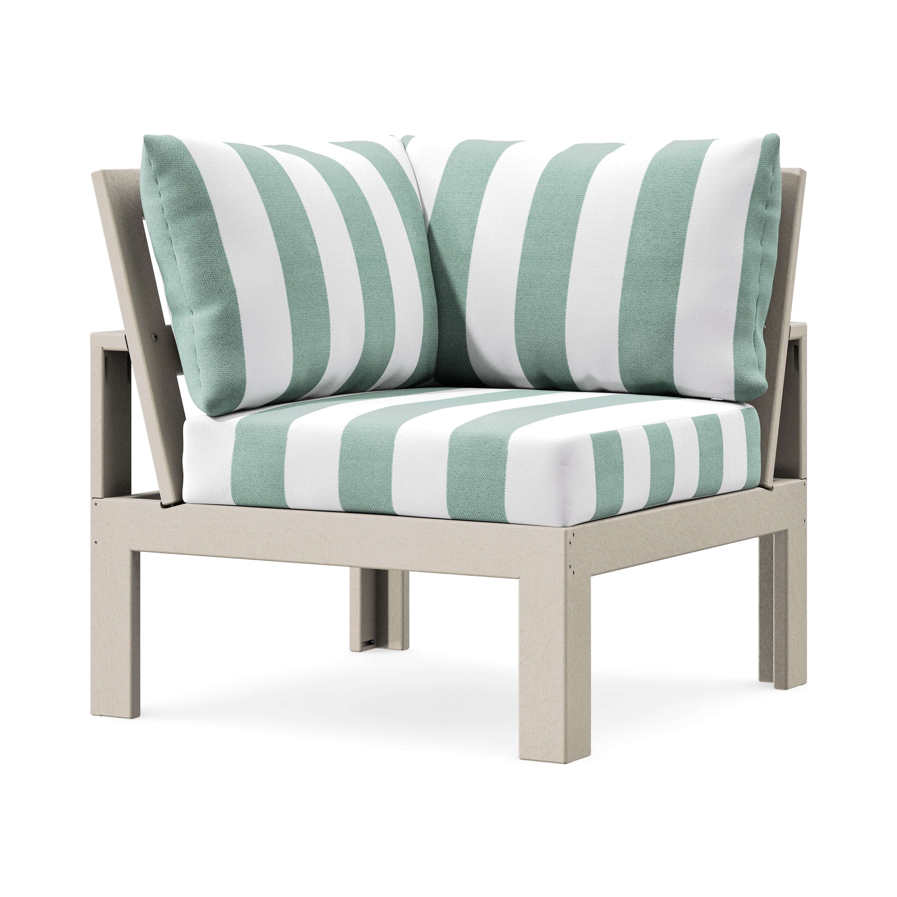 Modular Corner Chair in Sand / Cabana Stripe Glacier Spa