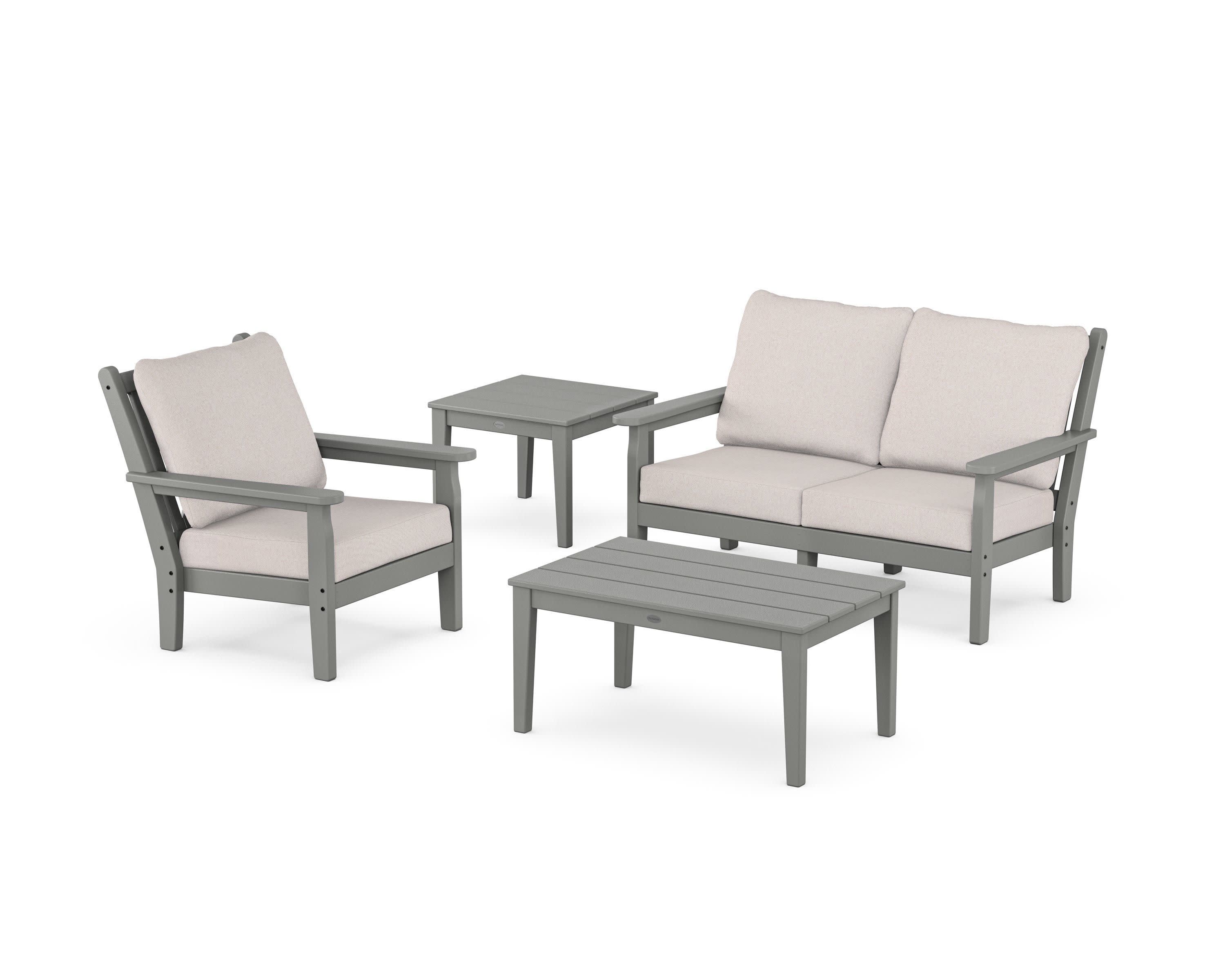 Chippendale 4-Piece Deep Seating Set in Slate Grey / Dune Burlap