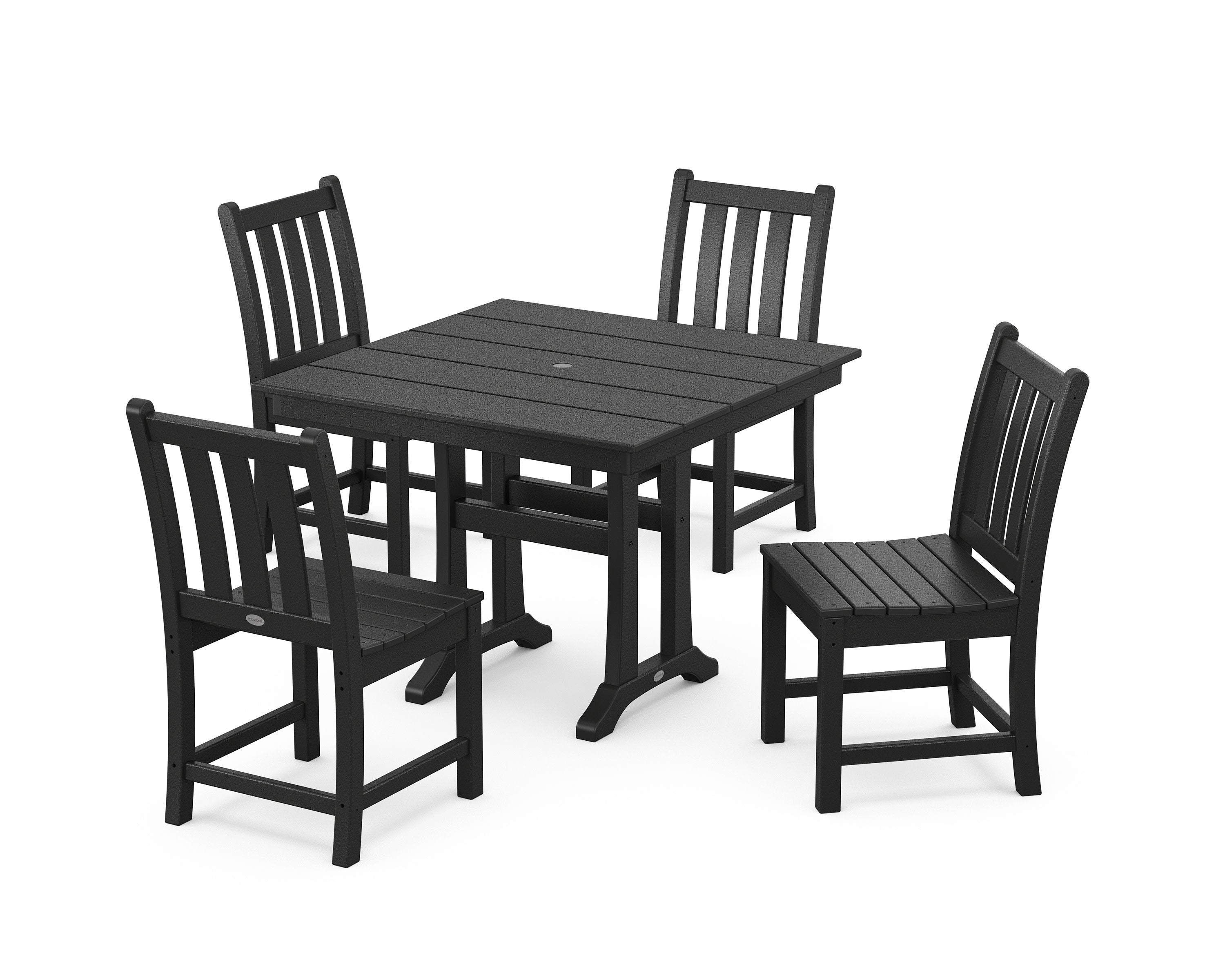Traditional Garden 5-Piece Farmhouse Trestle Dining Set in Black
