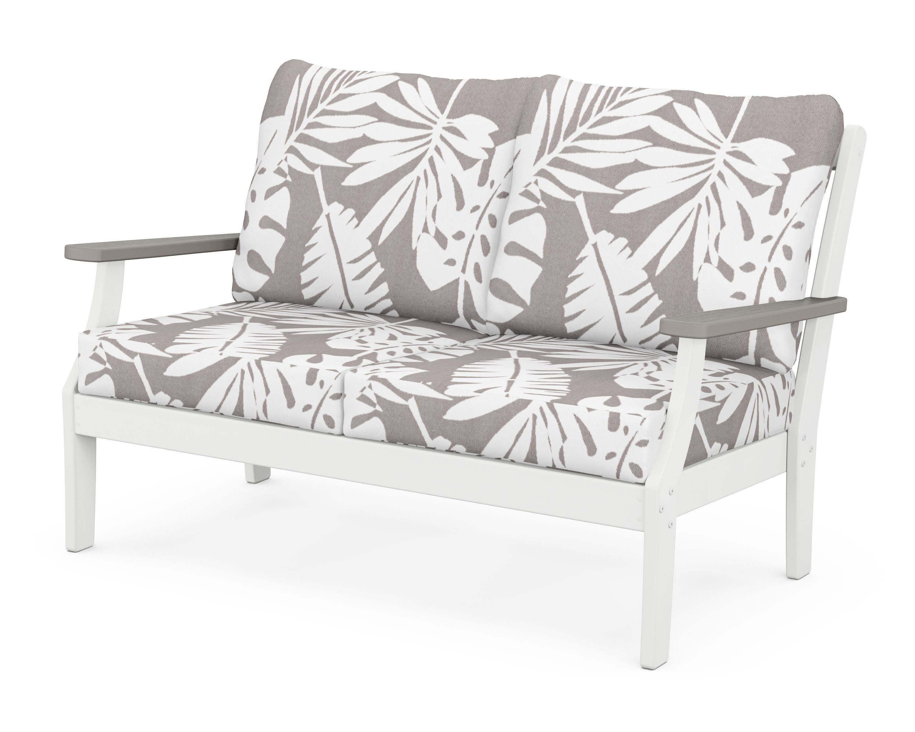 Braxton Deep Seating Loveseat in White / Driftwood / Leaf Grey Mist
