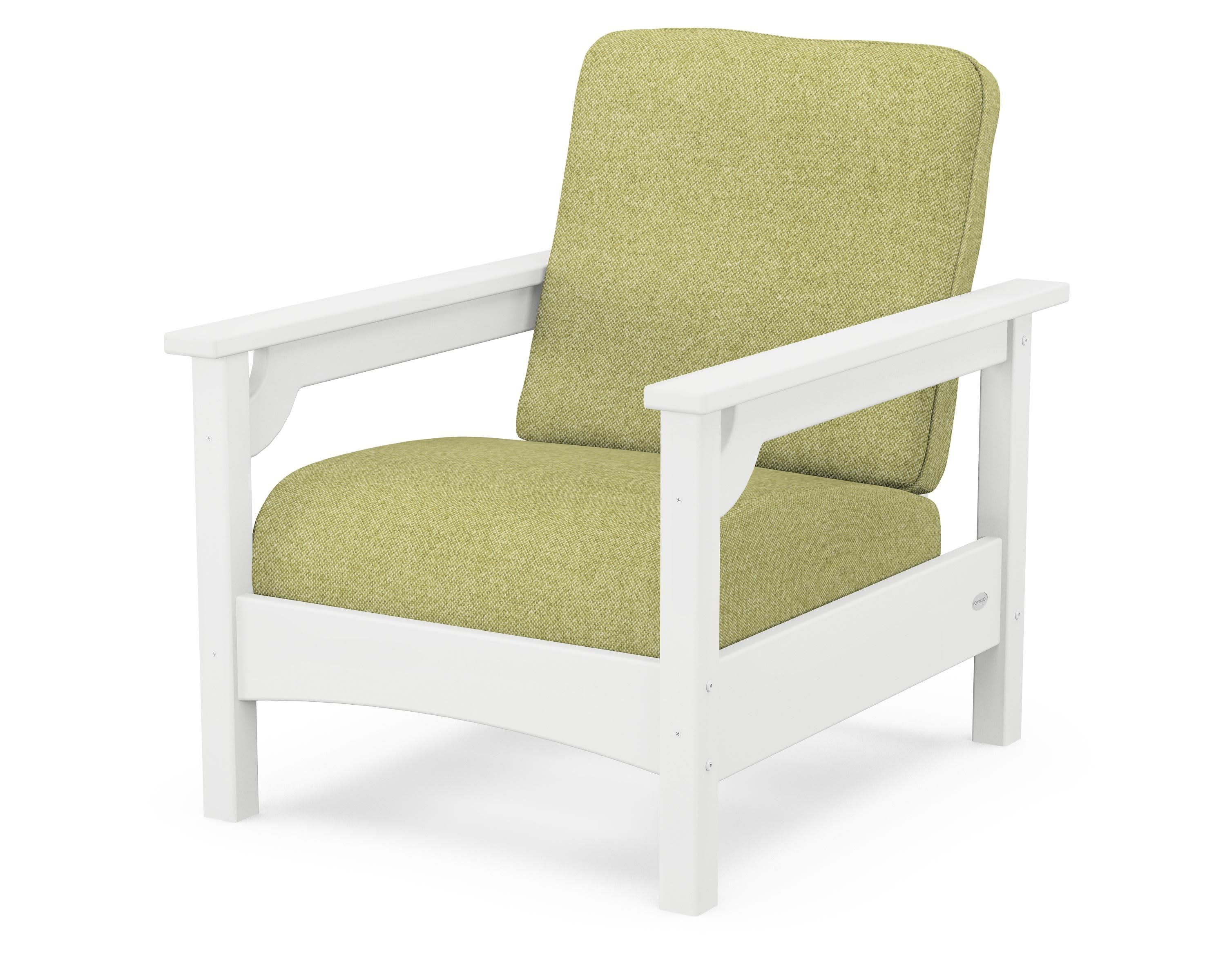 Club Chair in White / Chartreuse Boucle