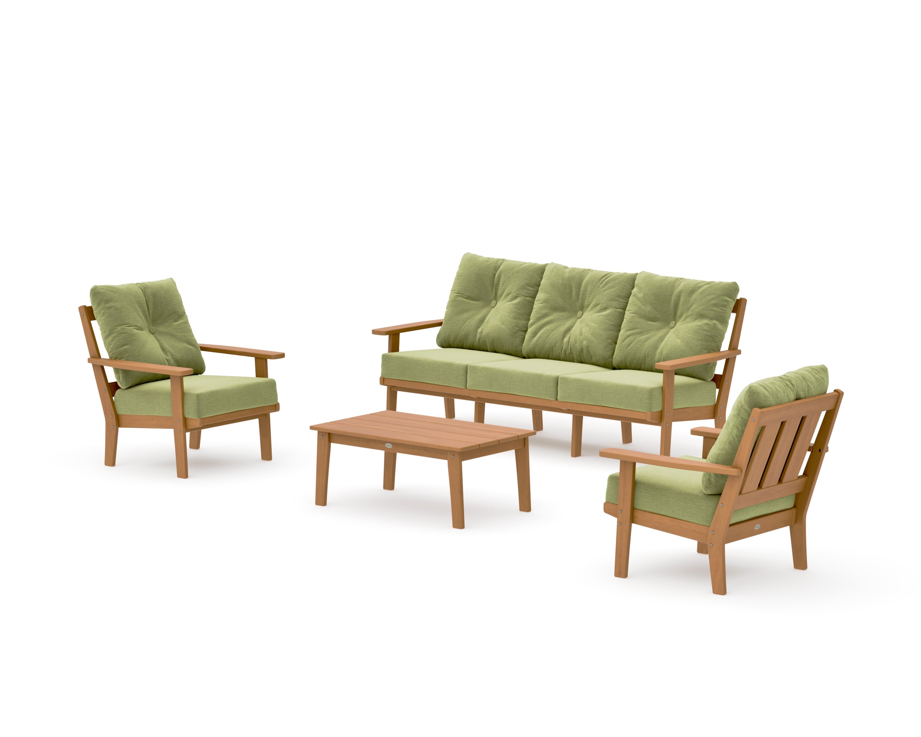 Oxford 4-Piece Deep Seating Set with Sofa in Natural / Chartreuse Boucle