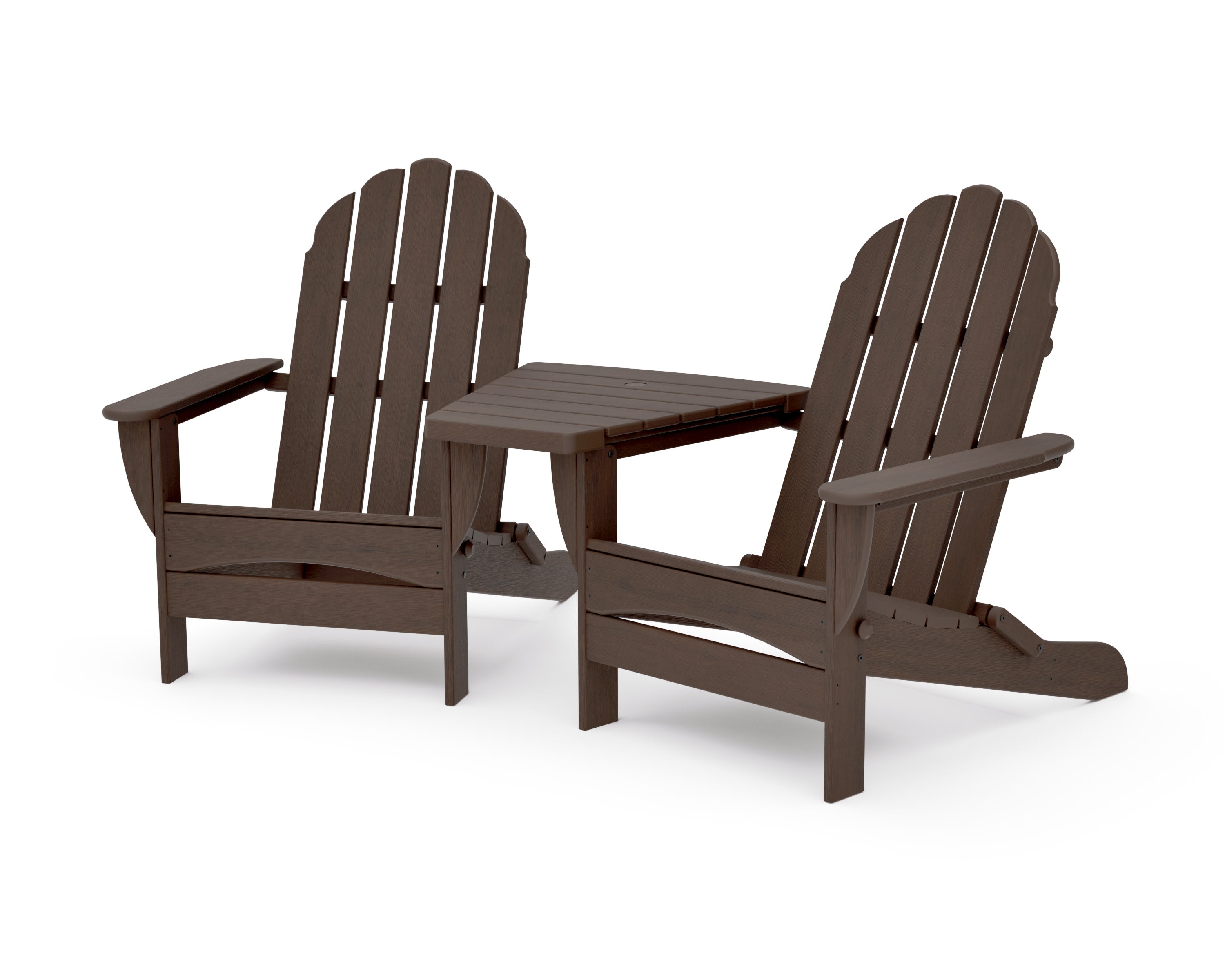 Classic Oversized Adirondacks with Angled Connecting Table in Kona