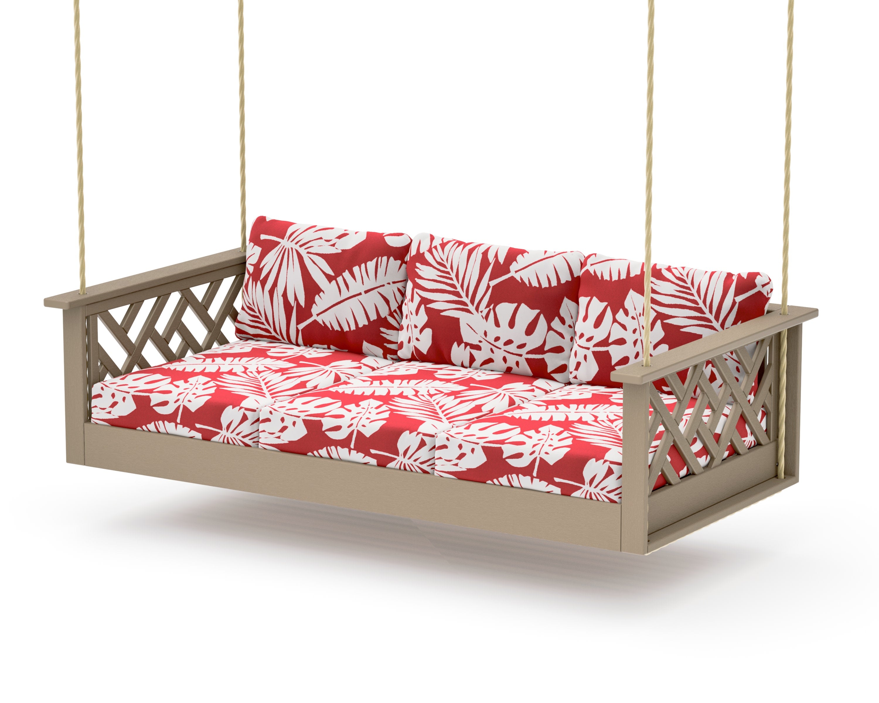 Chippendale Daybed Swing in Vintage Sahara / Leaf Crimson