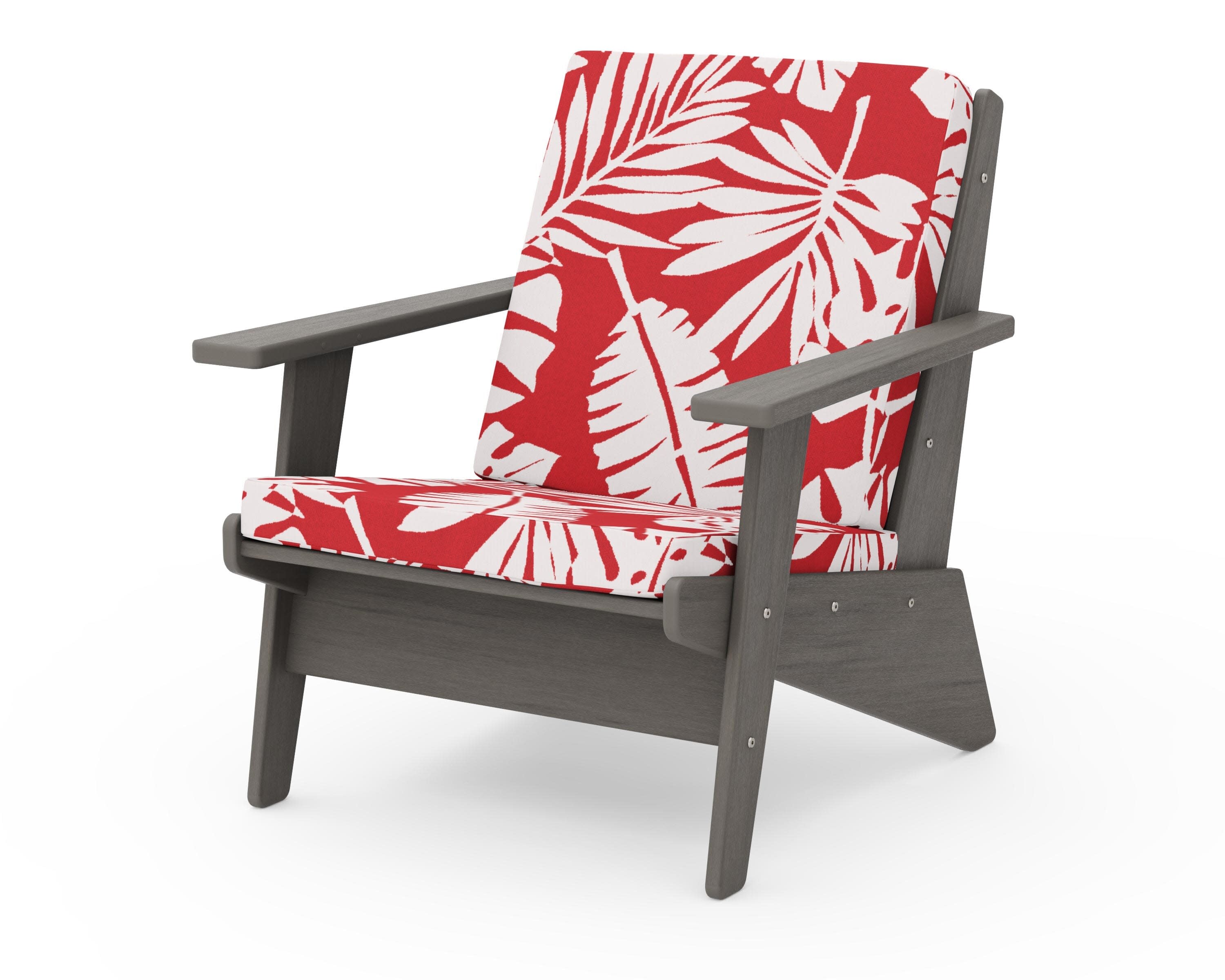Riviera Modern Lounge Chair in Driftwood / Leaf Crimson