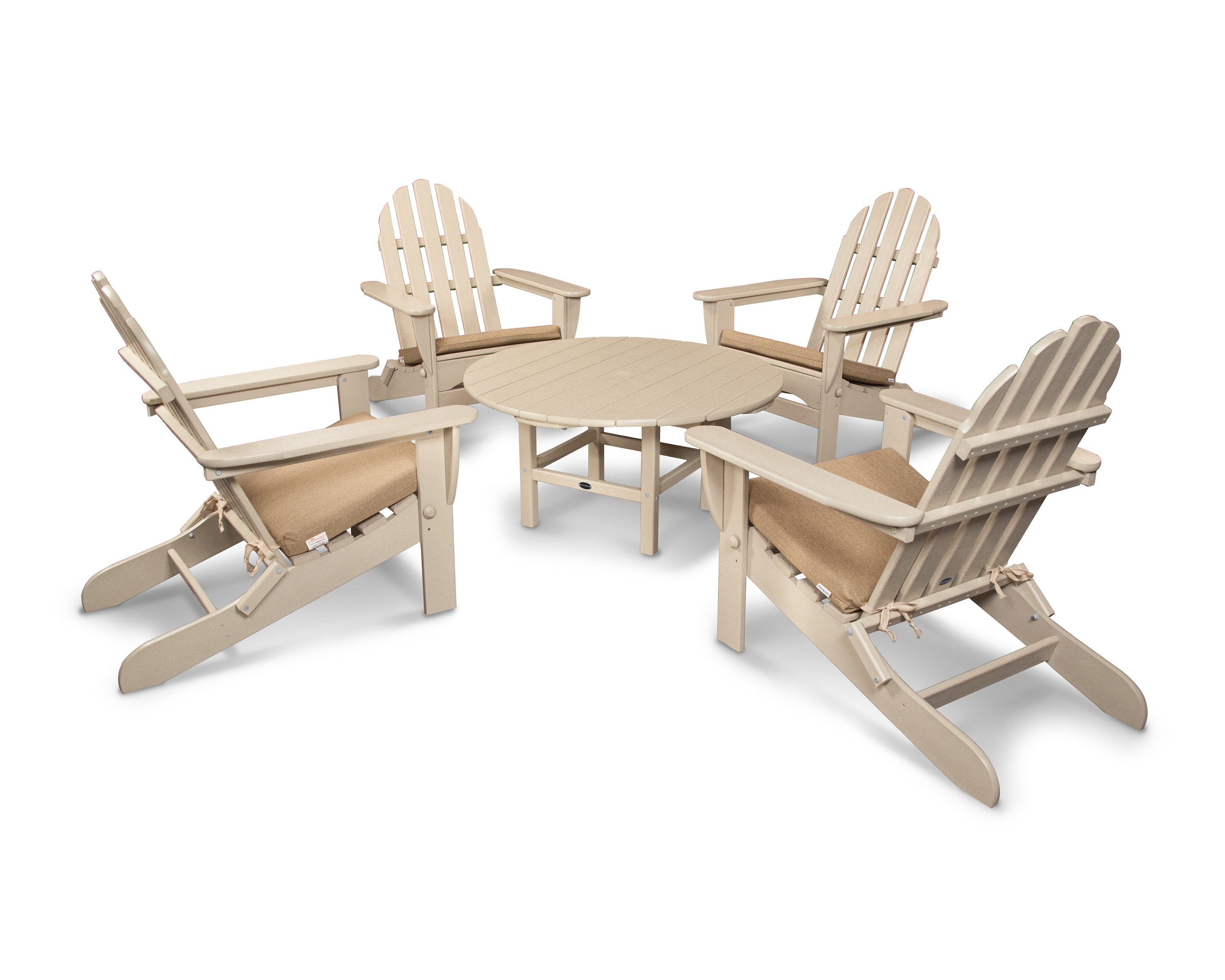 Classic Adirondack 5-Piece Conversation Group with Seat Cushion in Sand / Sesame