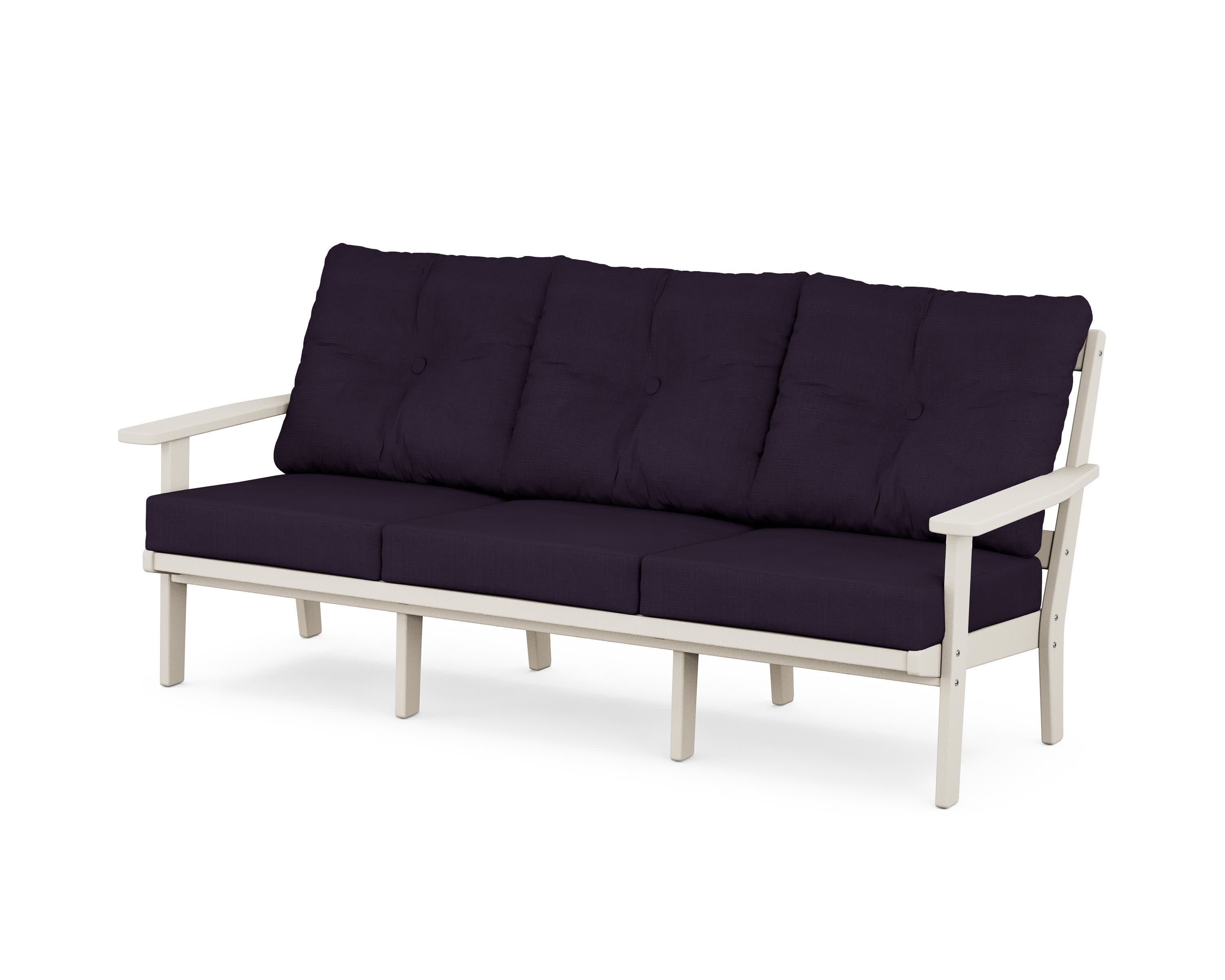 Oxford Deep Seating Sofa in Sand / Navy Linen
