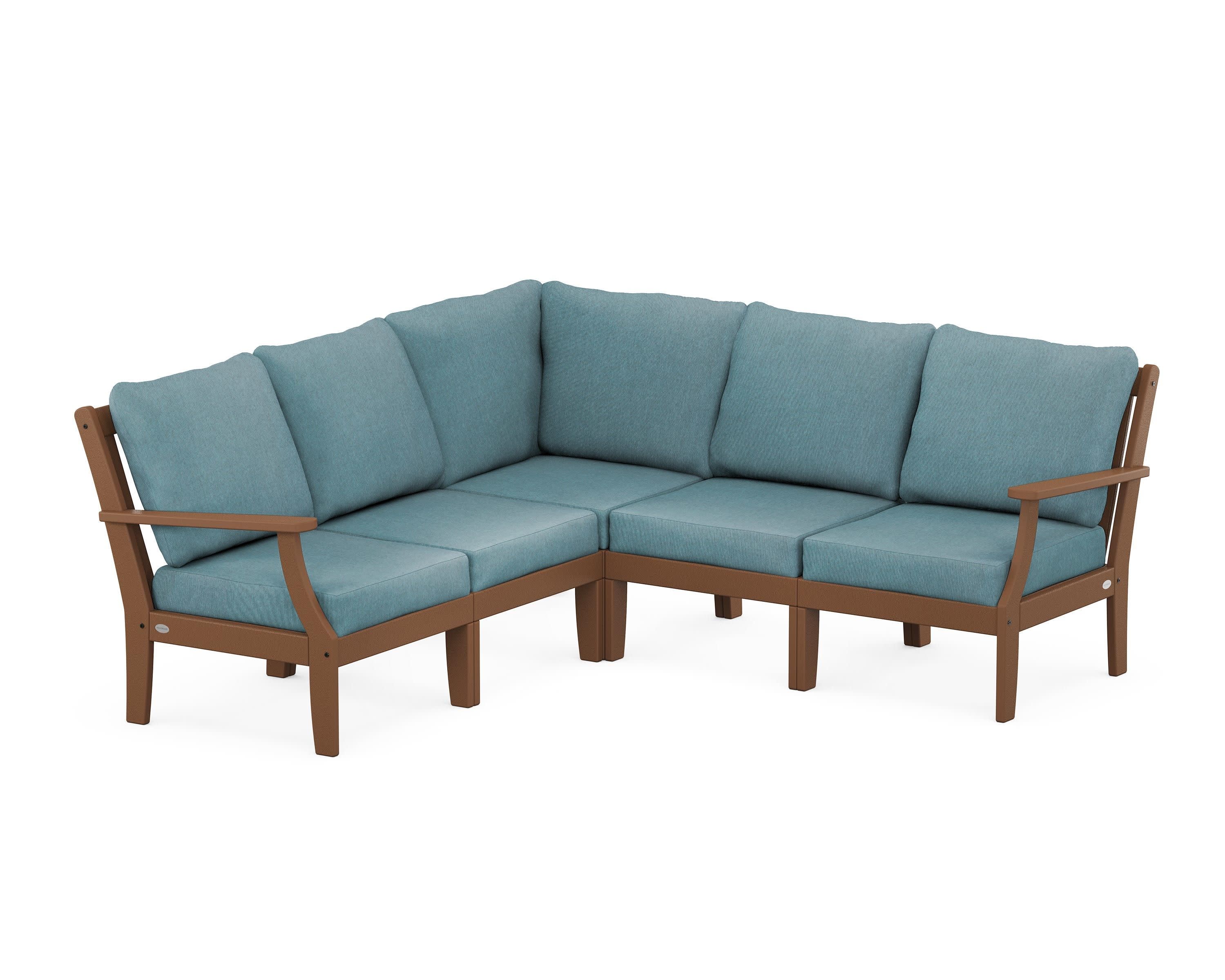 Braxton Modular 5-Piece Deep Seating Set in Teak / Ocean Teal
