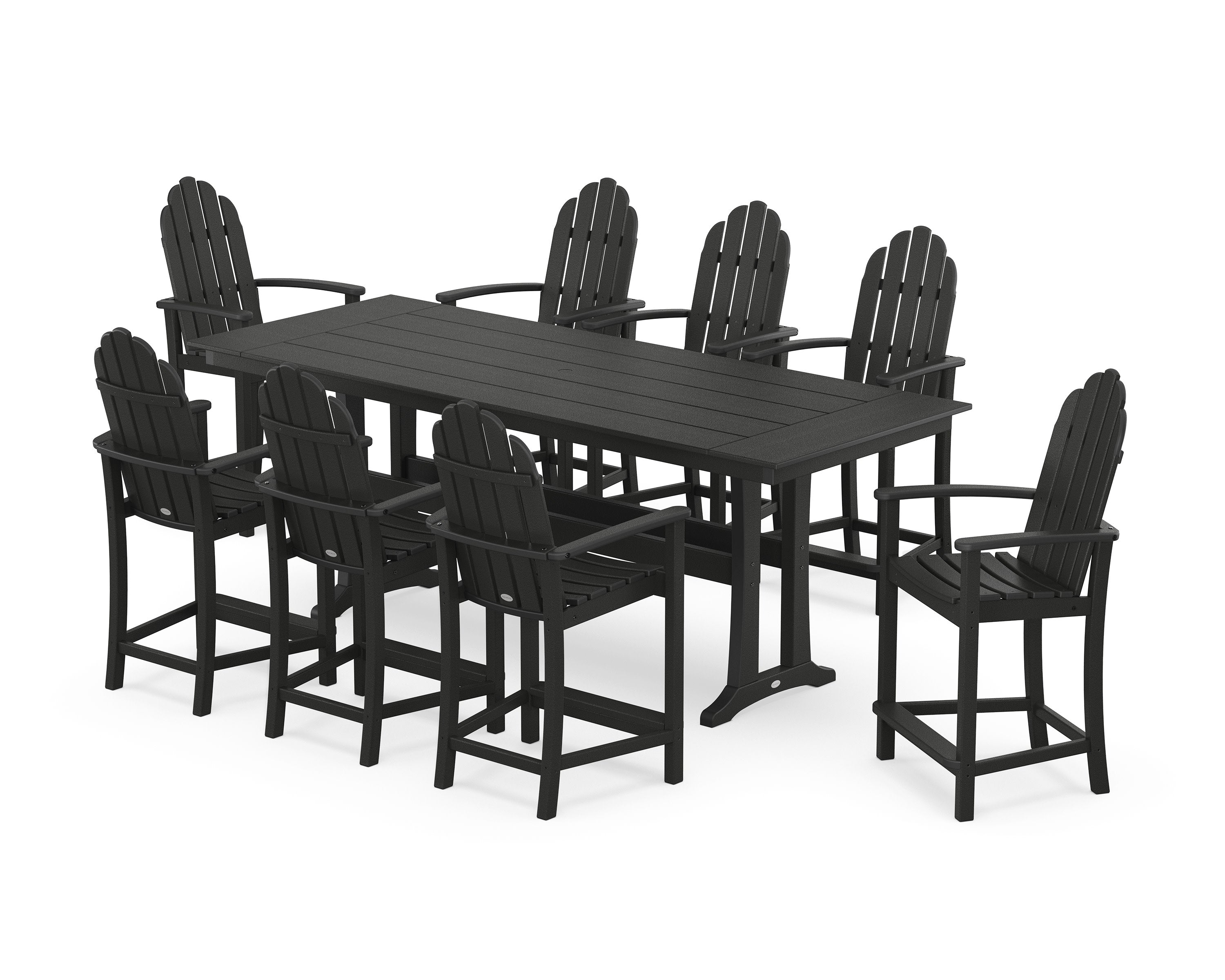 Classic Adirondack 9-Piece Farmhouse Counter Set with Trestle Legs in Black