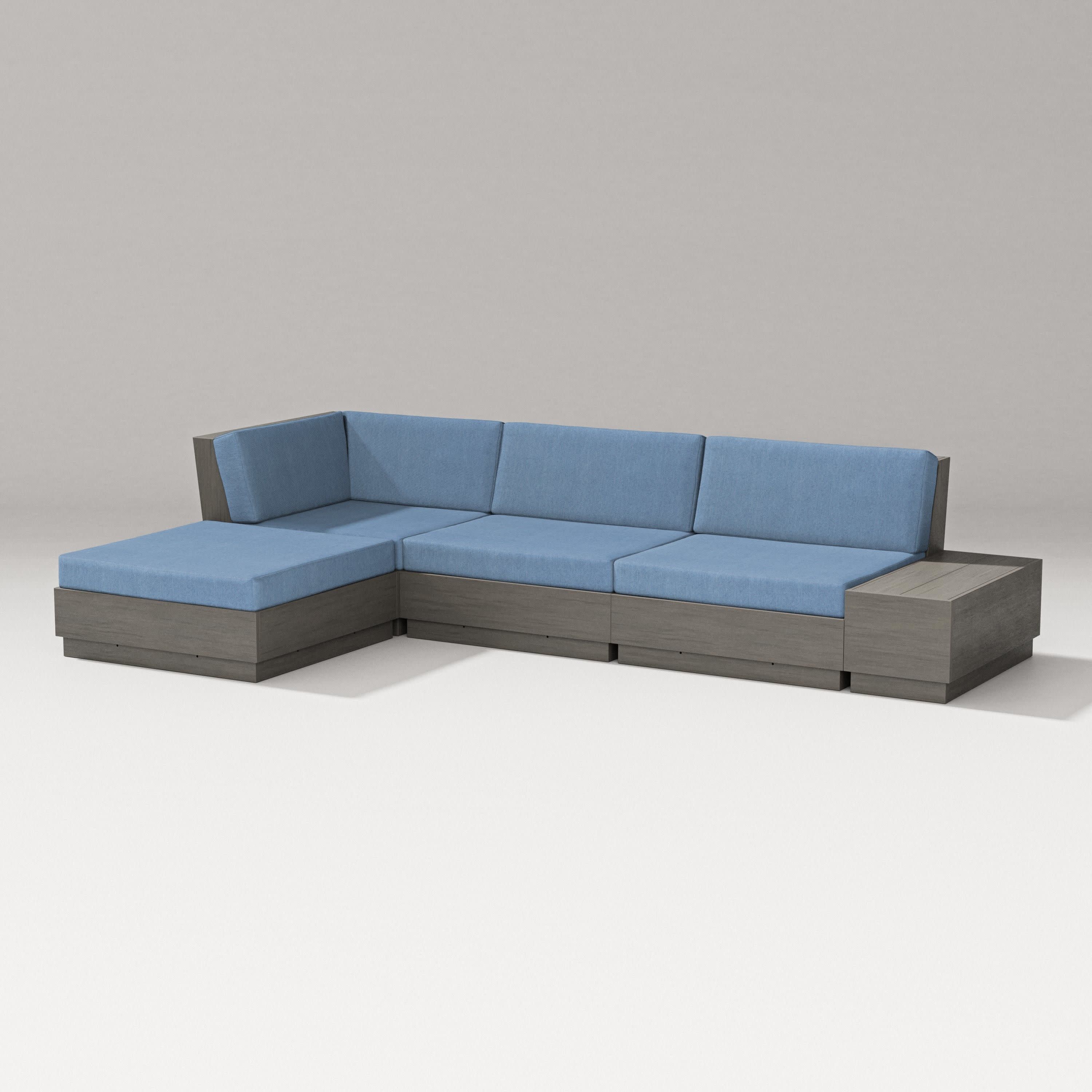 Elevate Chaise Sectional in Driftwood / Sky Blue