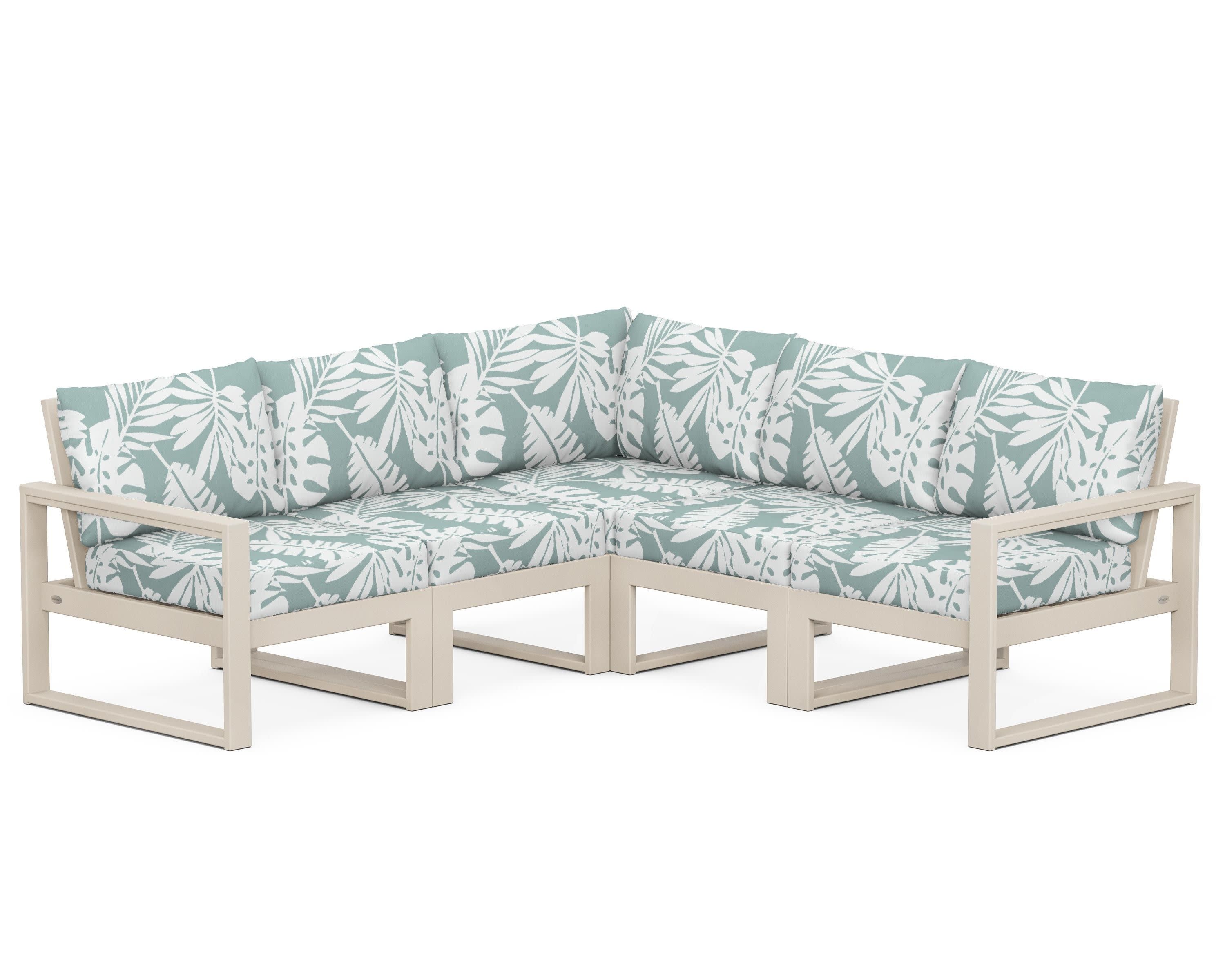 EDGE 5-Piece Modular Deep Seating Set in Sand / Leaf Glacier Spa