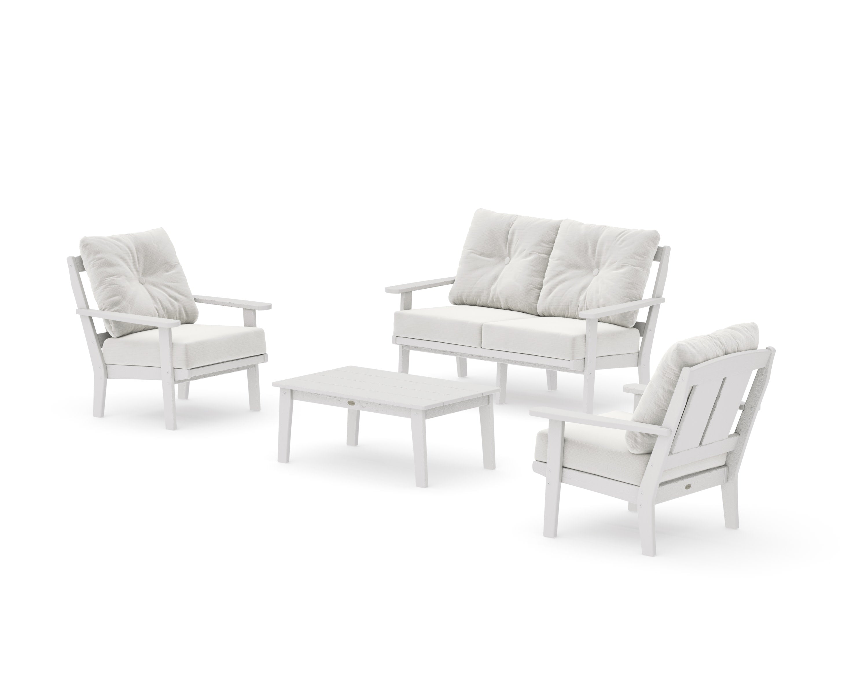 Mission 4-Piece Deep Seating Set with Loveseat in Vintage White / Natural Linen