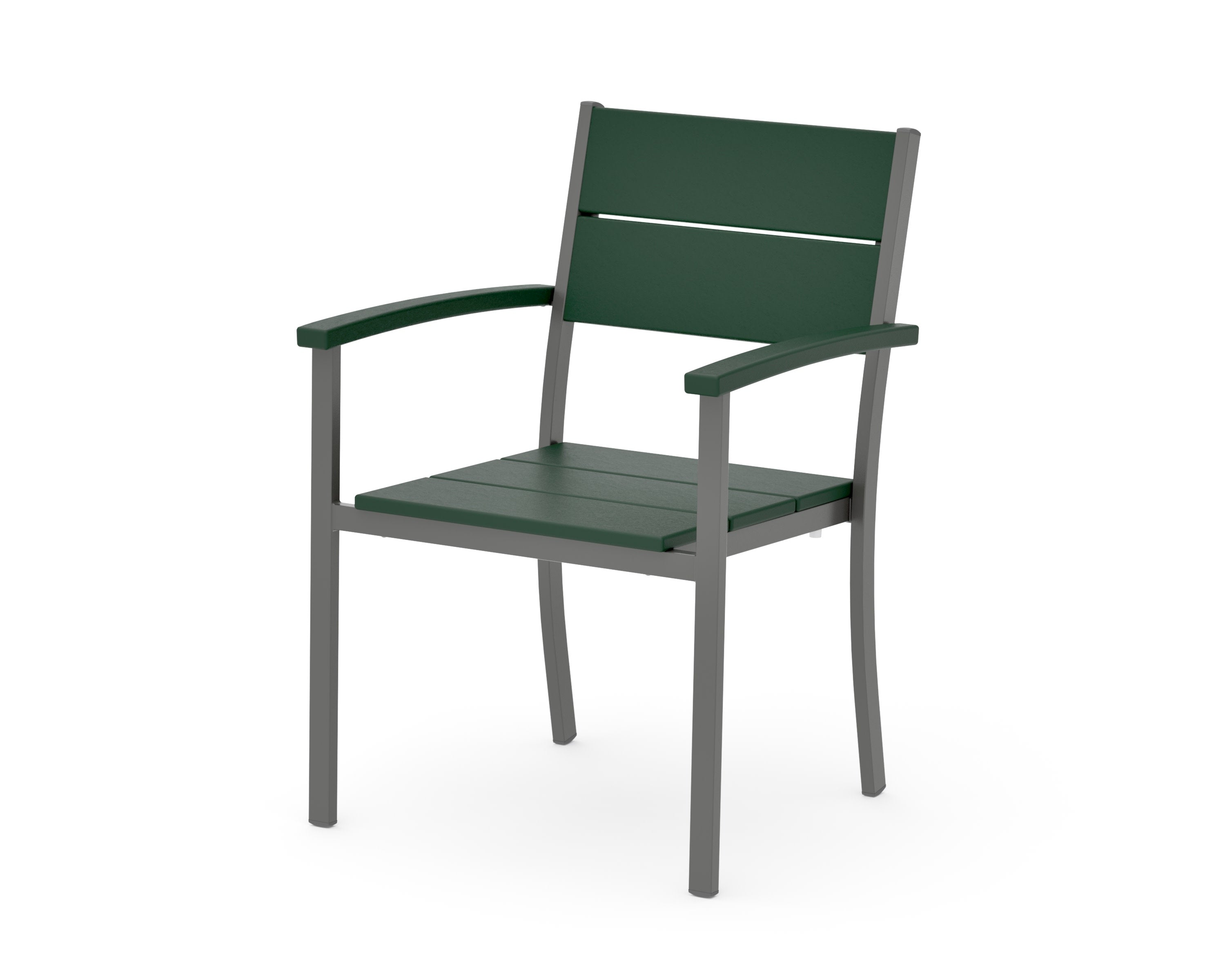 Main Street Stacking Dining Arm Chair in Charcoal / Green