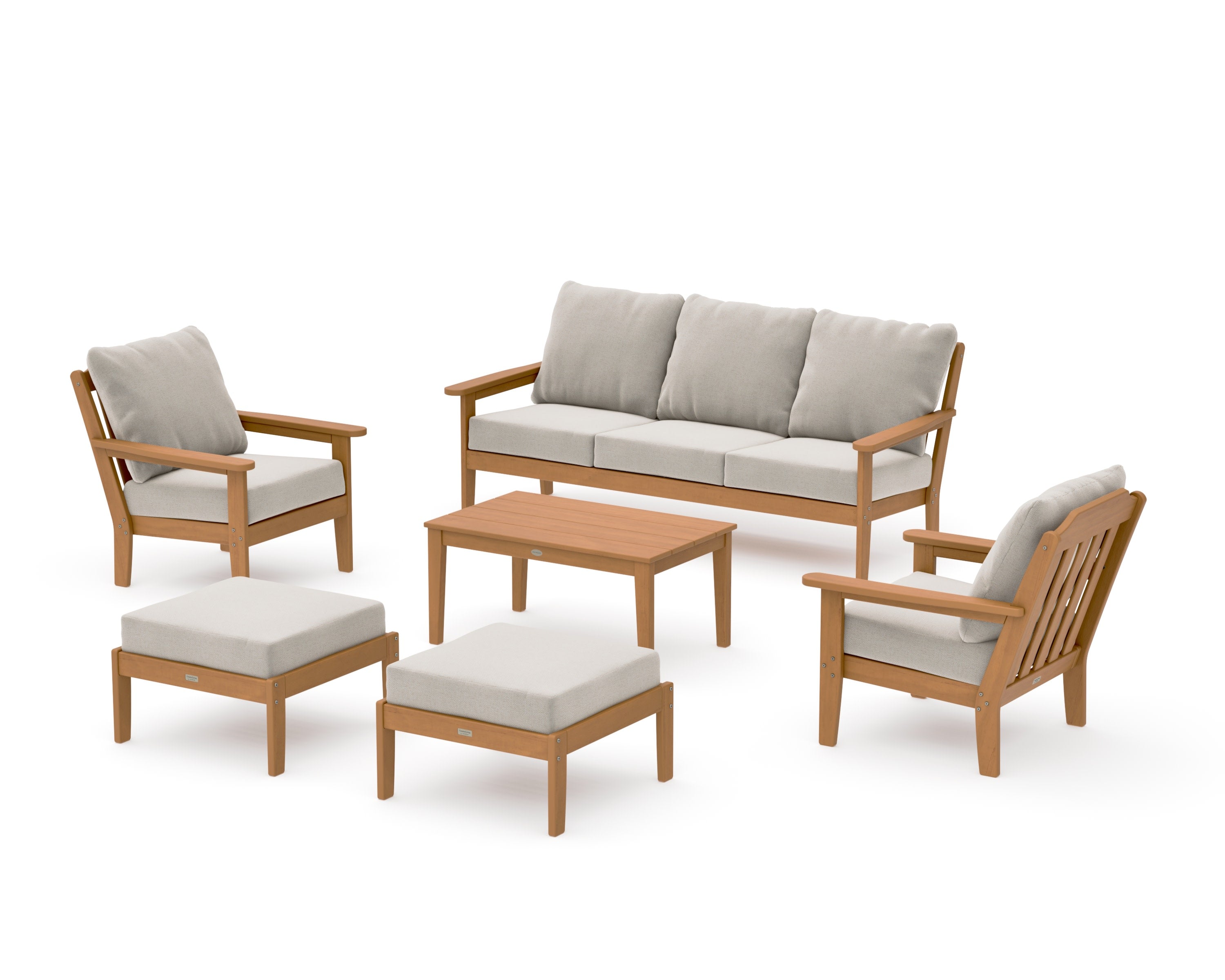 Cottage 6-Piece Lounge Sofa Set in Natural / Dune Burlap