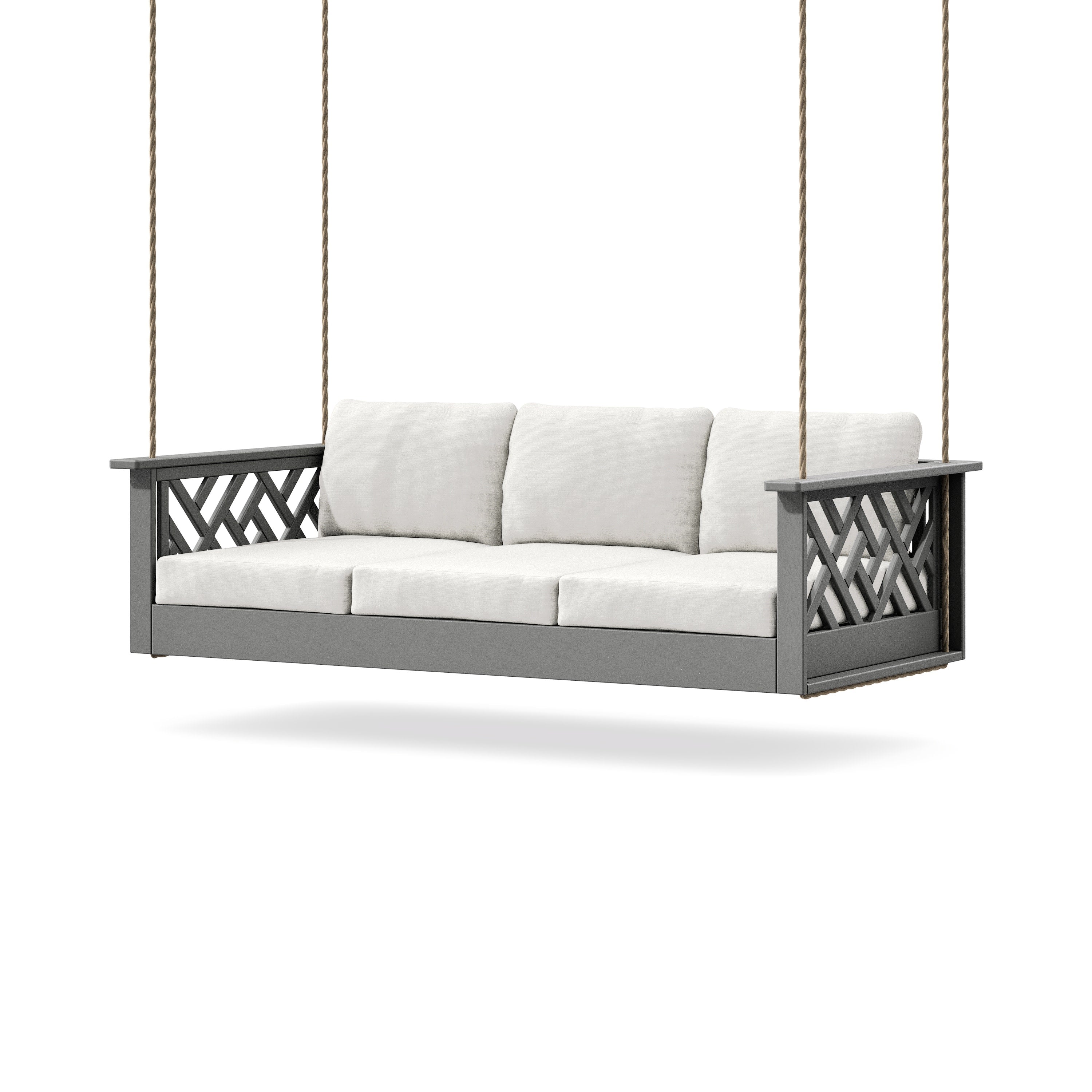 Chippendale Daybed Swing in Slate Grey / Natural Linen