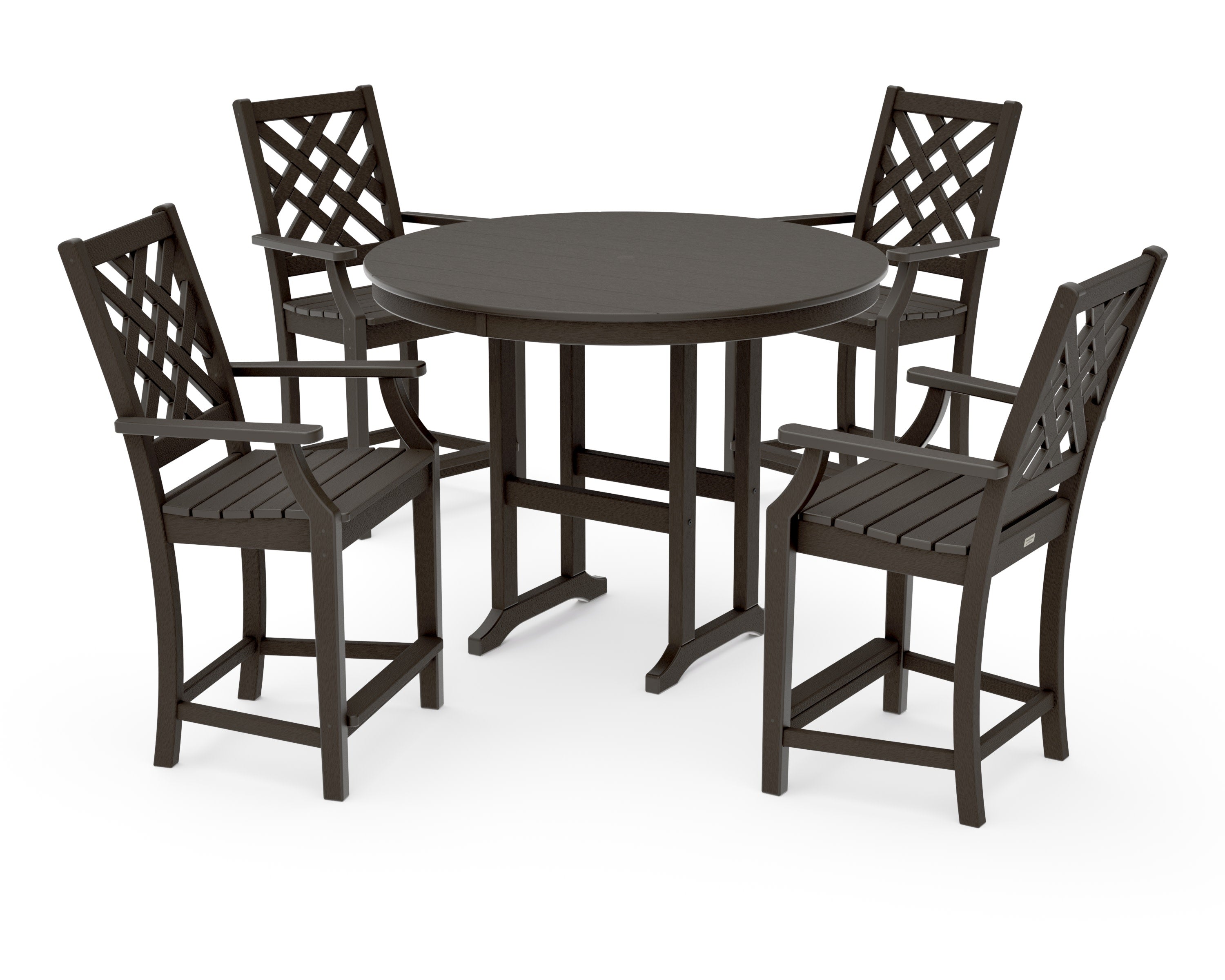 Wovendale 5-Piece Round Farmhouse Counter Set in Vintage Coffee