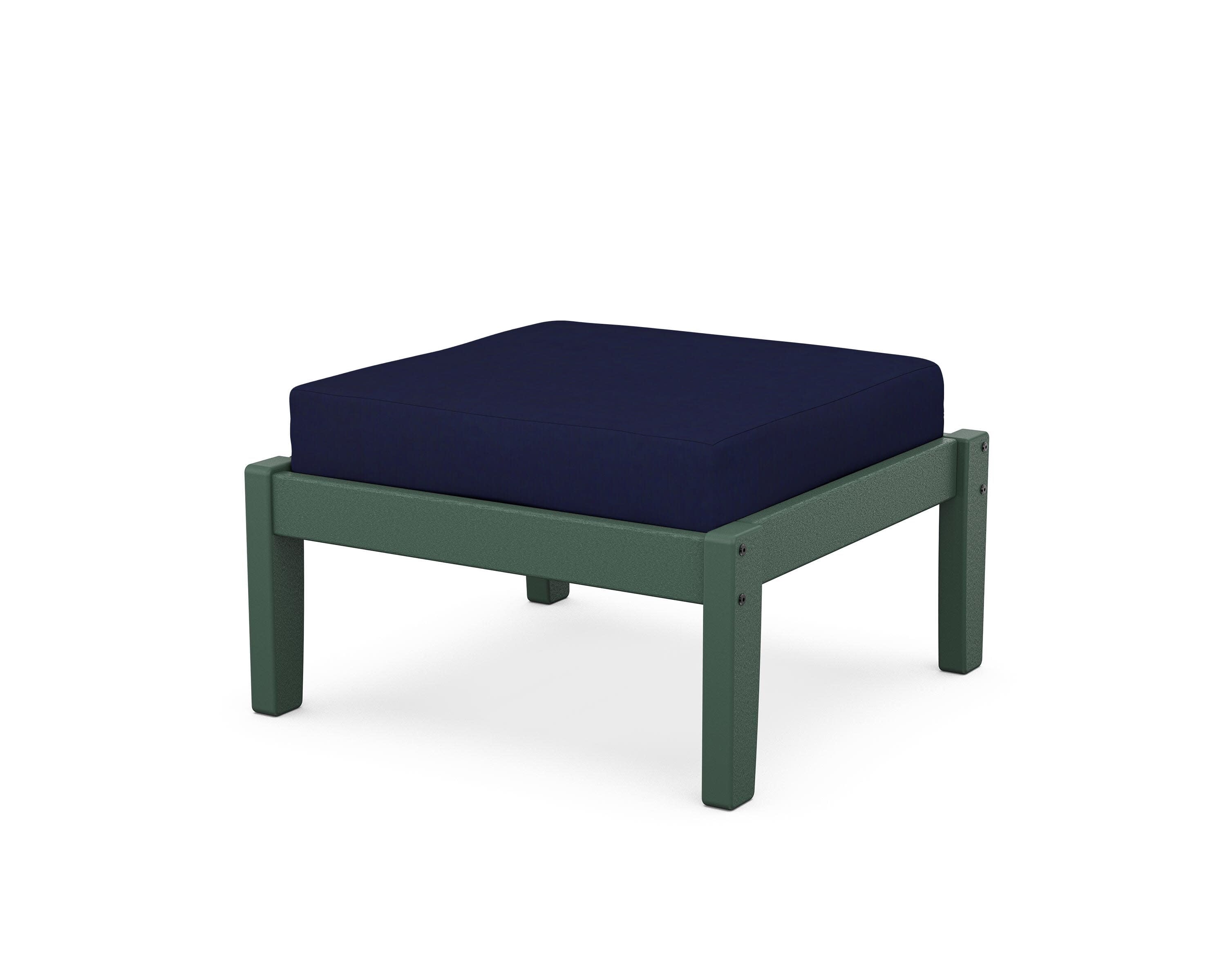Deep Seating Ottoman in Green / Navy